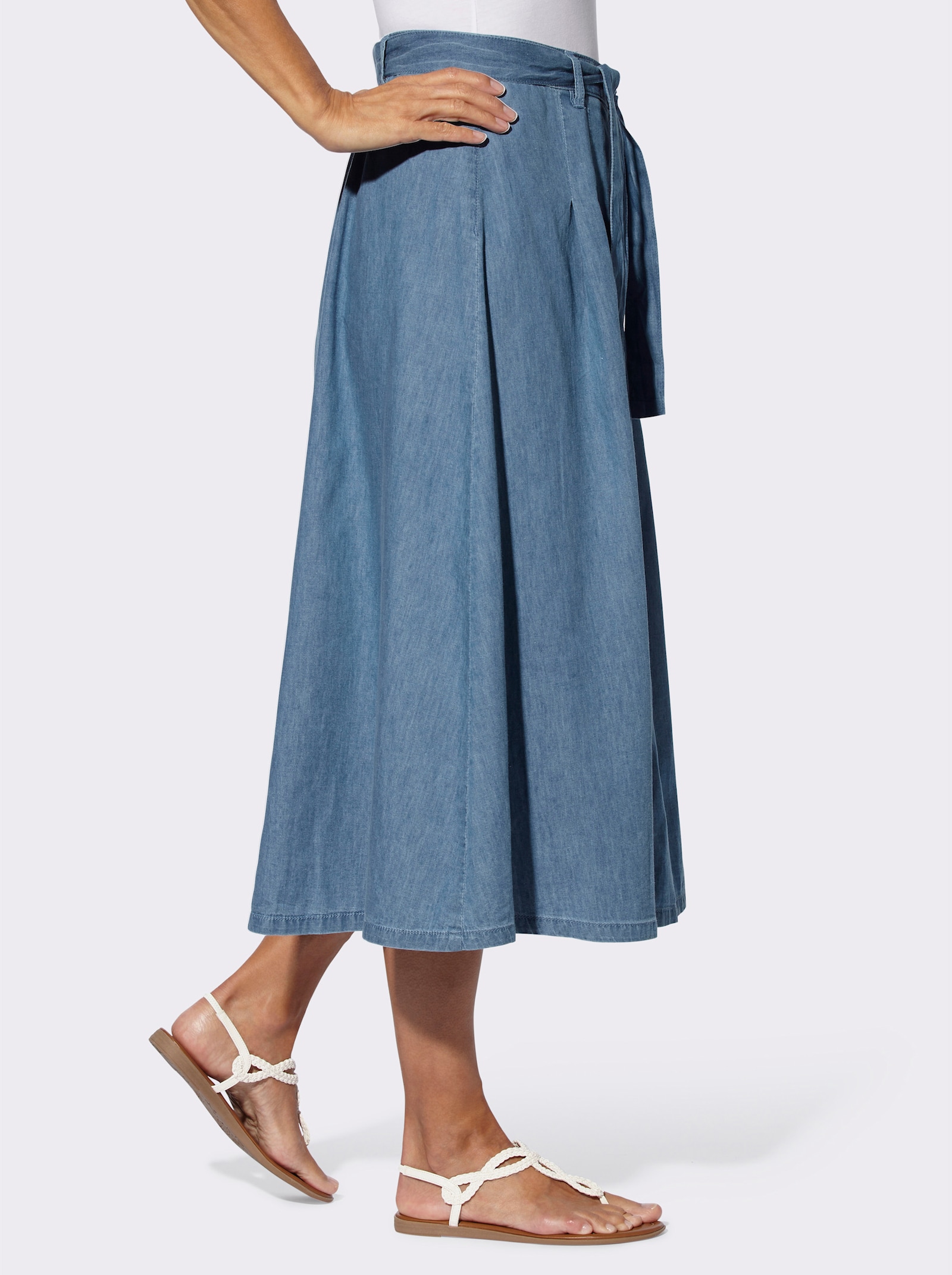 Jeansrock in ausgestellter Form - blue-bleached