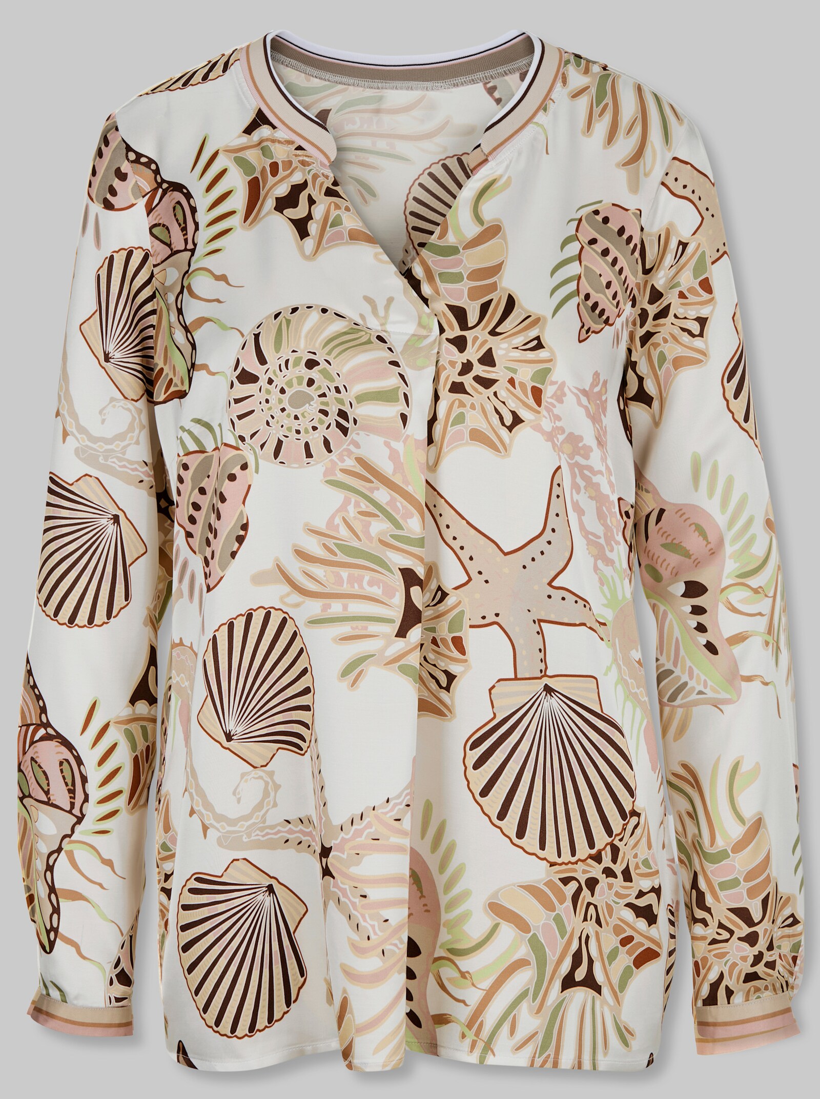 heine Schlupf-Bluse aus Viskose - ecru-schlamm-bedruckt