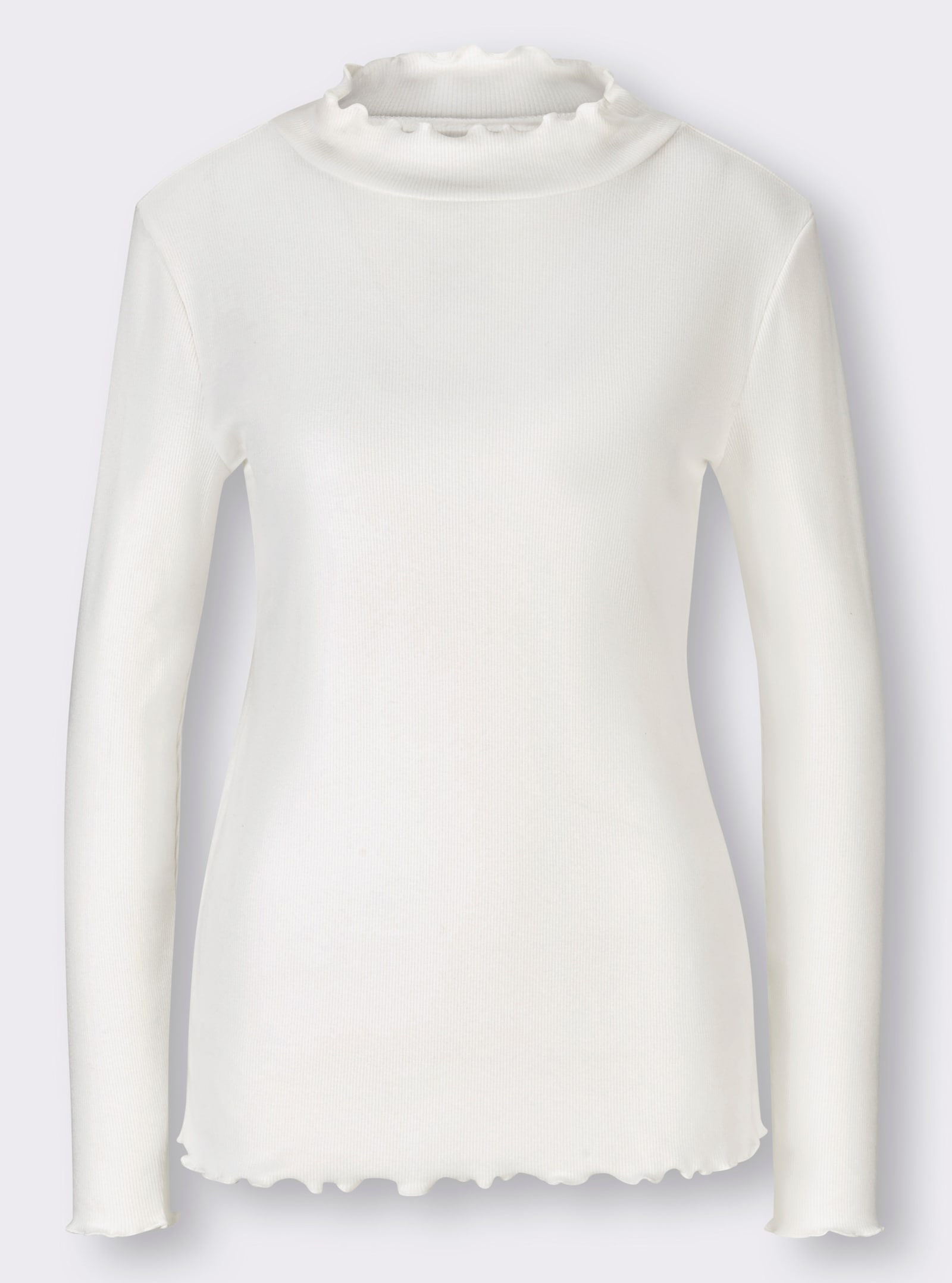 heine Langarmshirt mit Wellenkanten - ecru