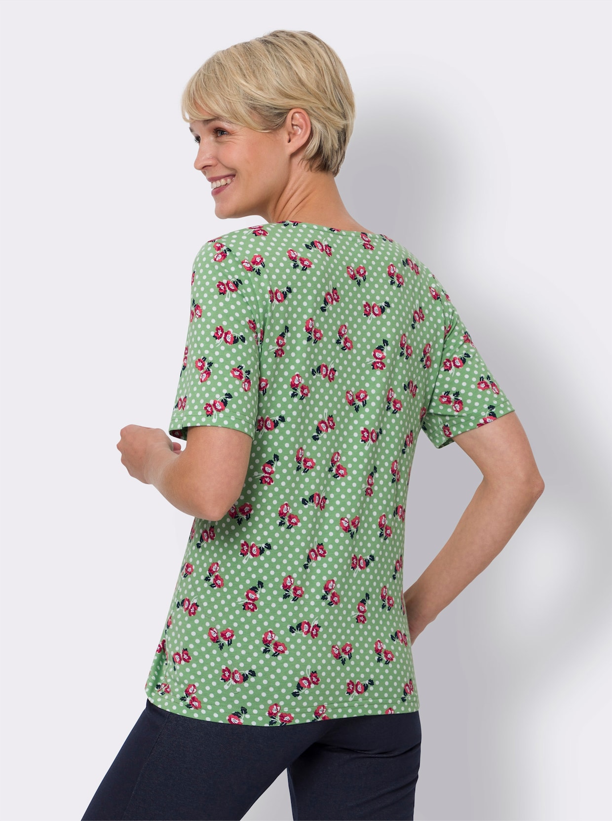 Shirt met korte mouwen - appelgroen/rood bedrukt