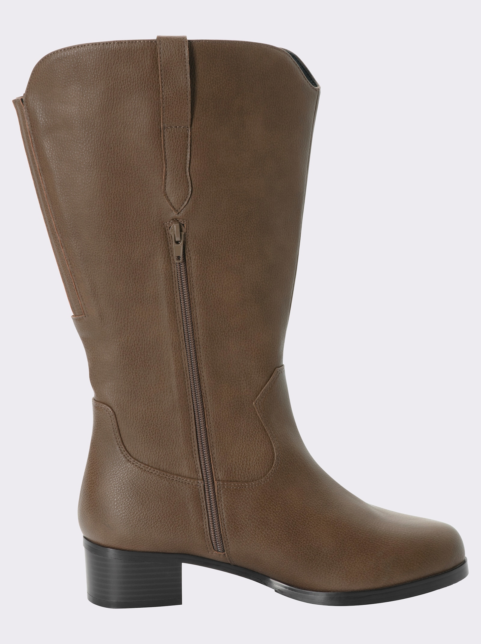 sheego Weitschaftstiefel in Nubuk-Optik - dunkeltaupe