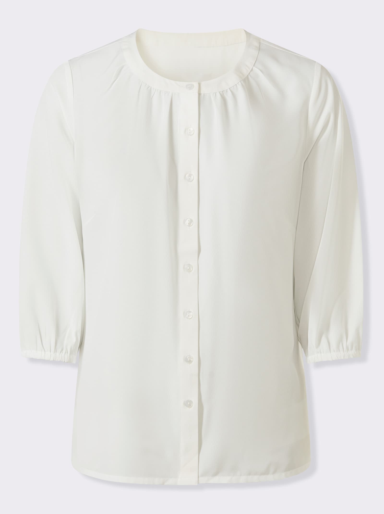 Crêpeblouse met rimpeling bij de hals - ecru