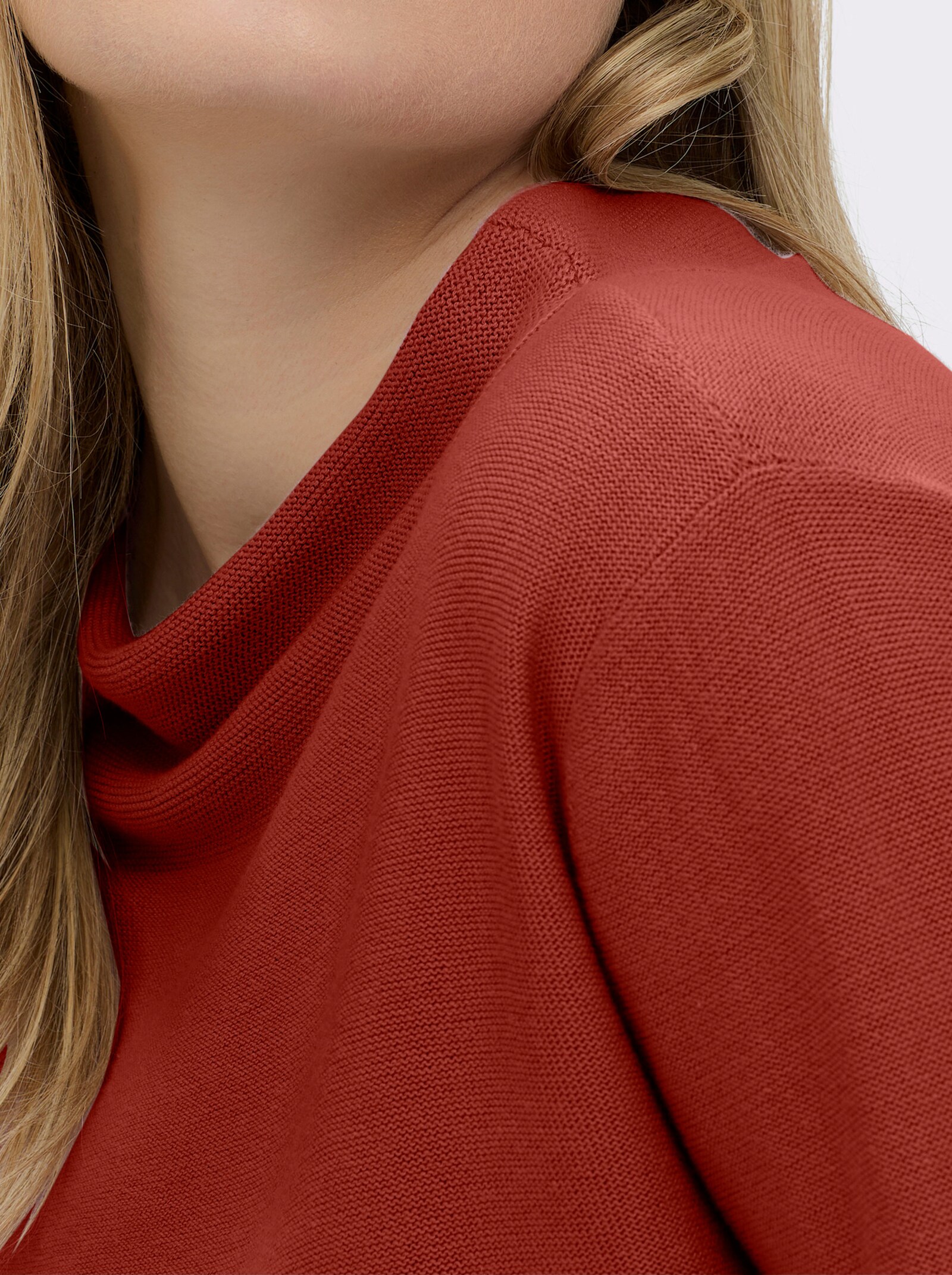 Langarm-Pullover aus reiner Baumwolle - rostrot