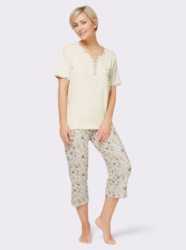 wäschepur Schlafanzug aus reiner Baumwolle - champagner-bedruckt