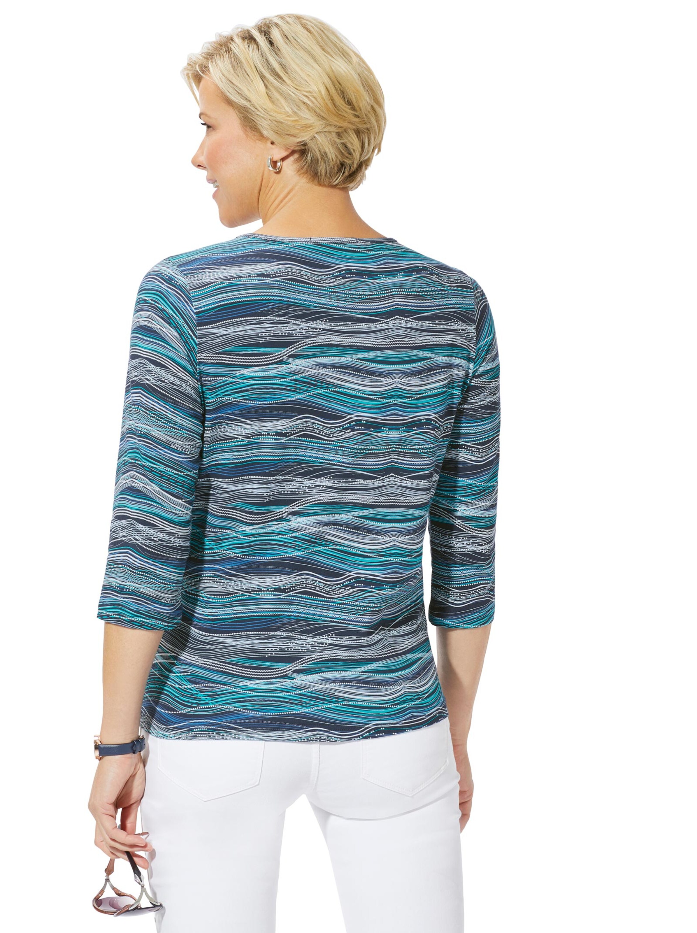 Collection L Shirt - marine-türkis-gemustert