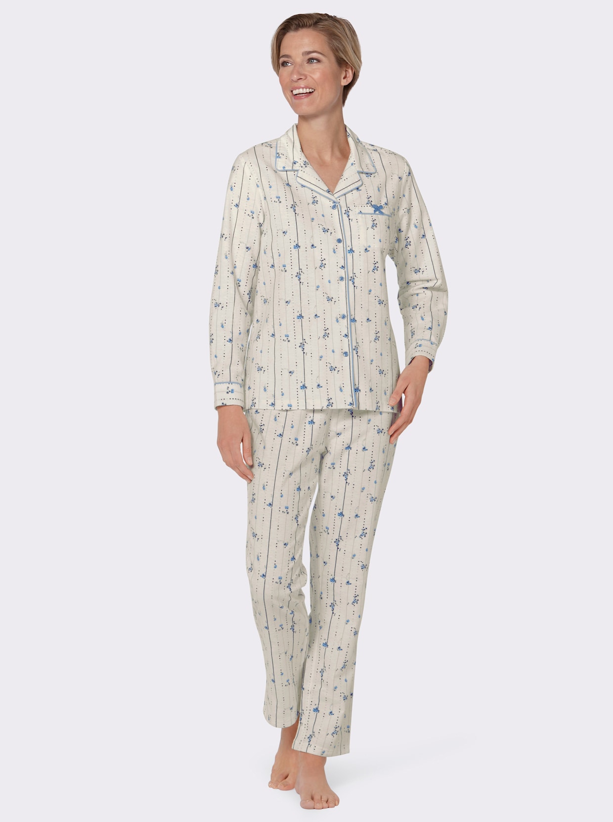 wäschepur Pyjama - weiss-blau