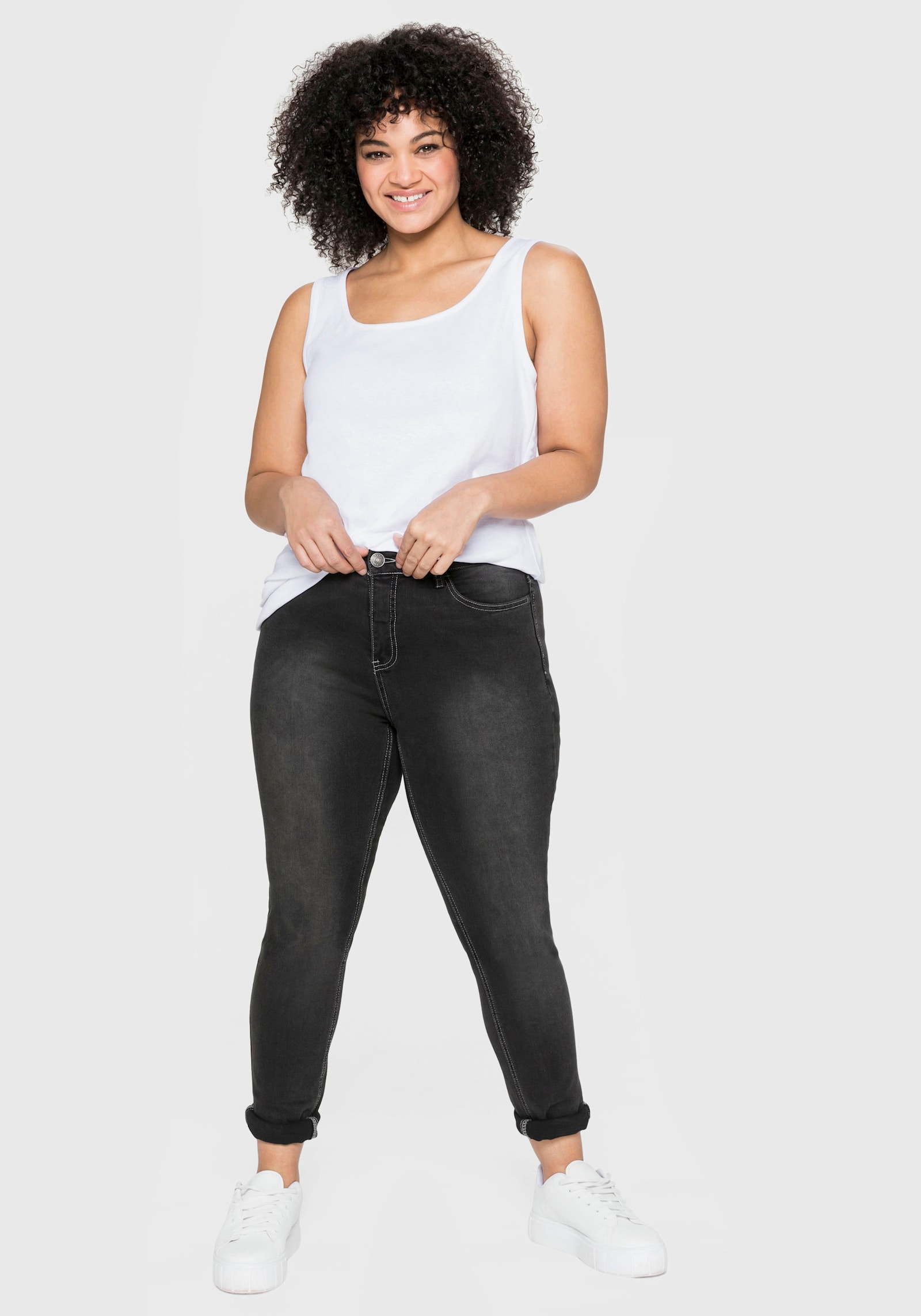 sheego Tanktop in Rippqualität - weiß