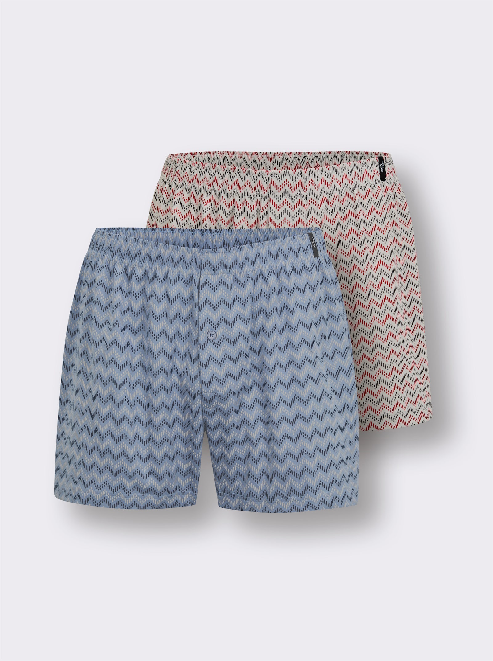 wäschepur men Boxershorts - bleu-bedruckt + grau-bedruckt