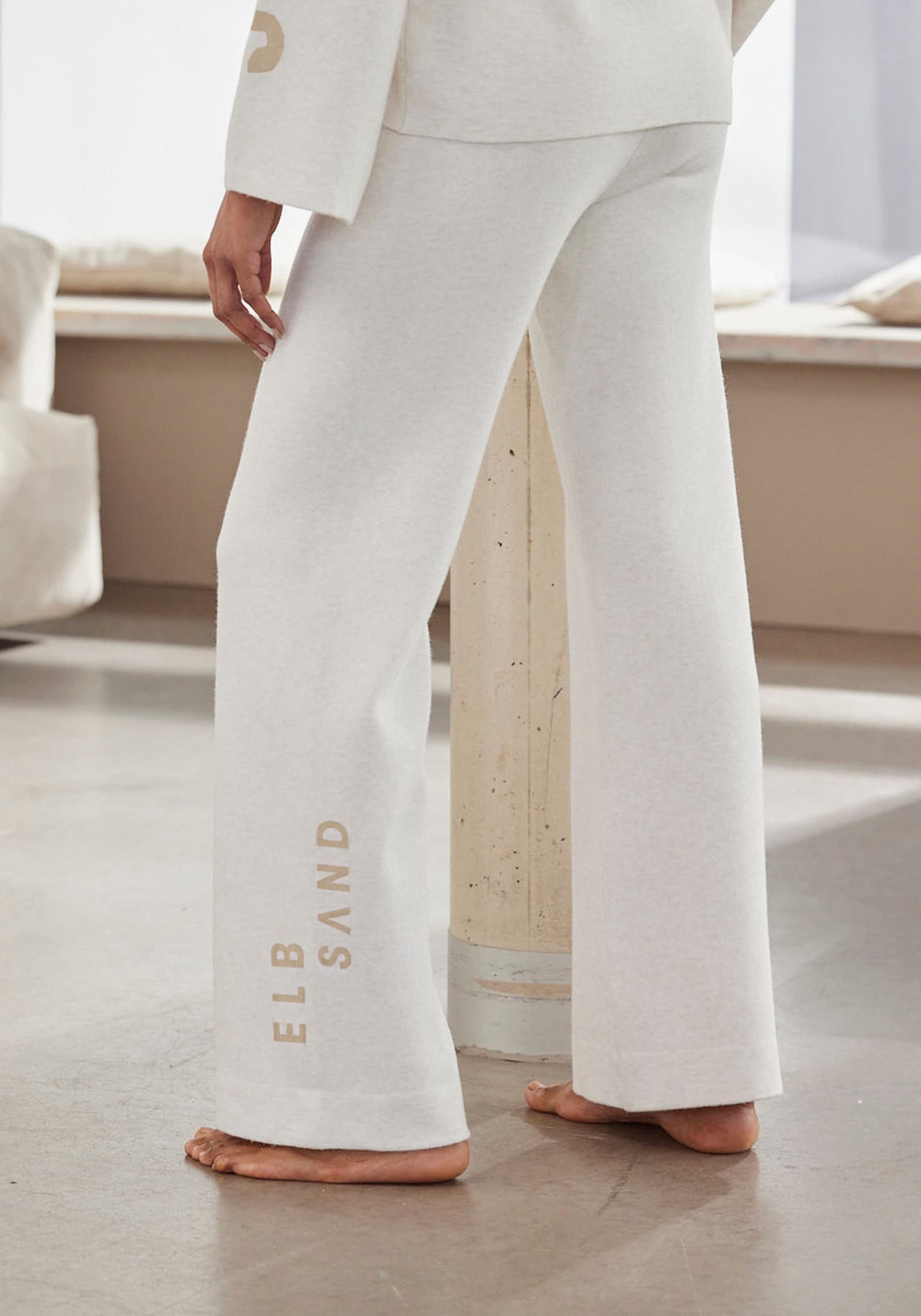 Elbsand Broek van tricot - wolwit