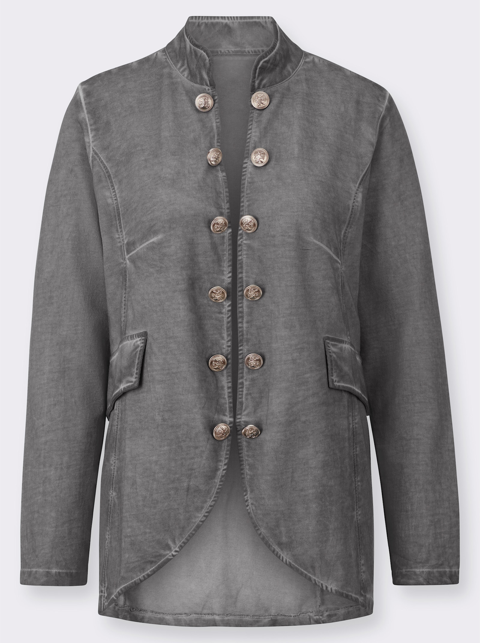 Sweatjack in oil-dyed-look - grijs