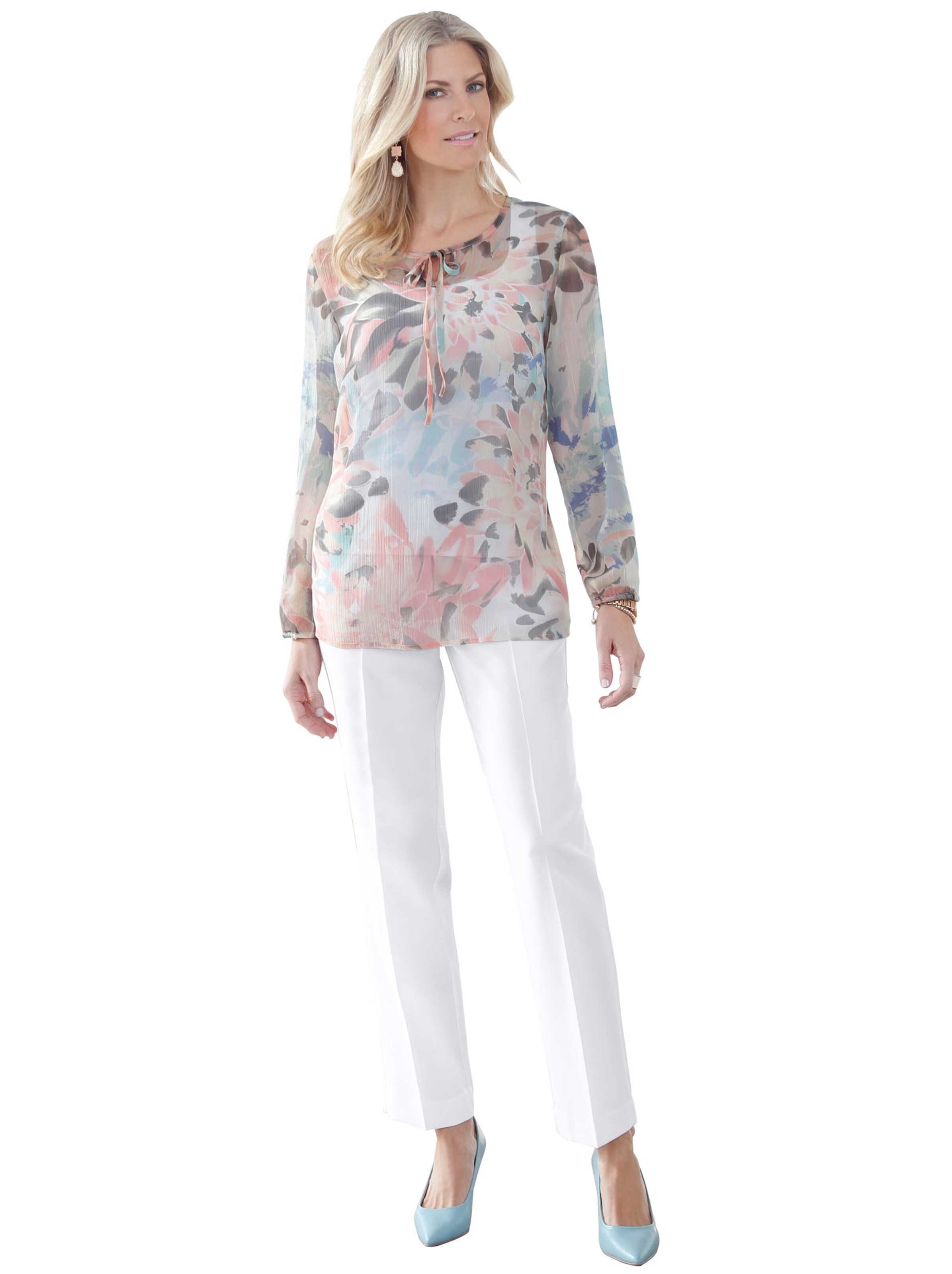 Tunika - apricot-taupe-bedruckt