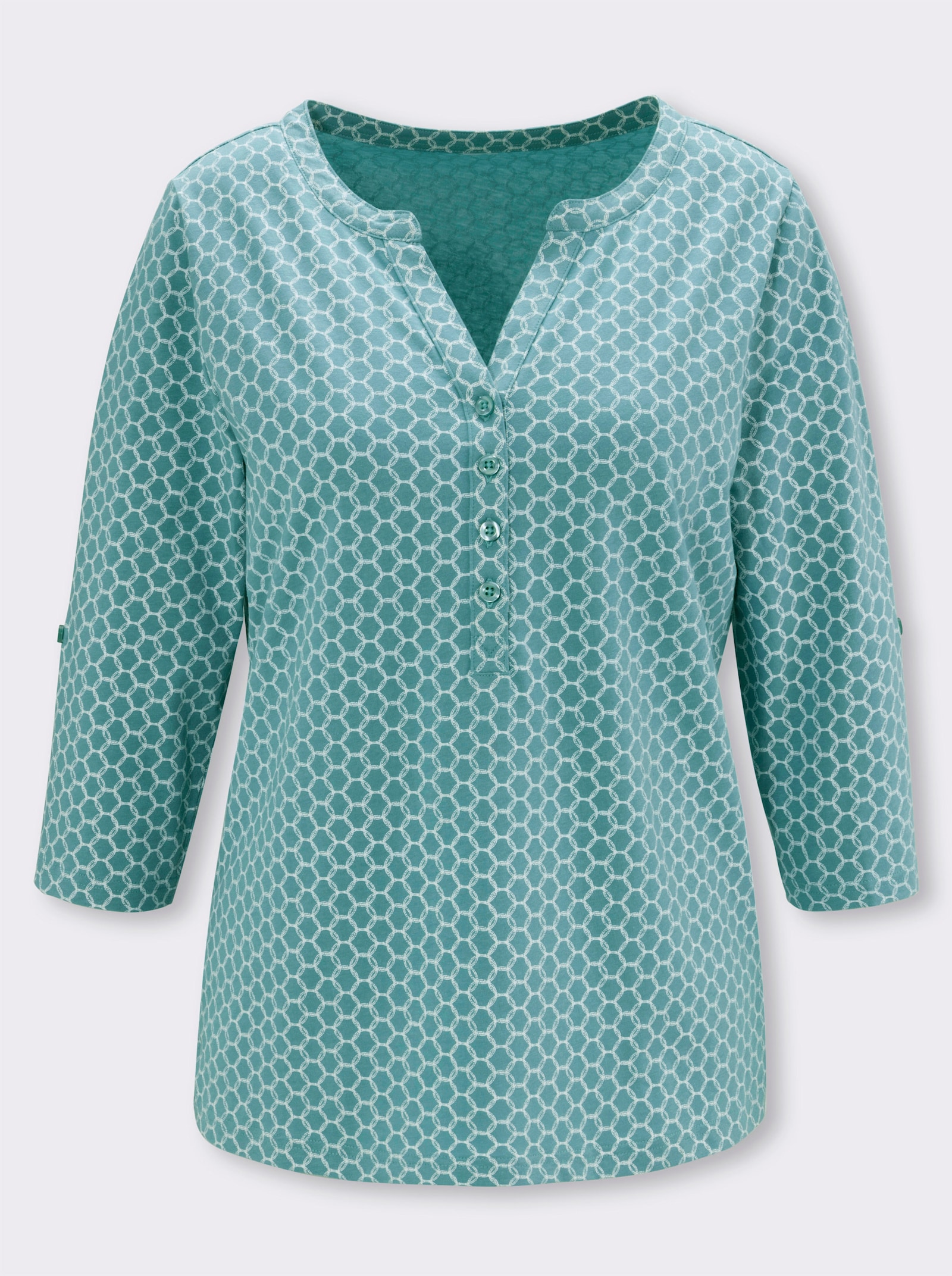 3/4-Arm-Shirt mit krempelbaren Ärmeln - ozean-bedruckt