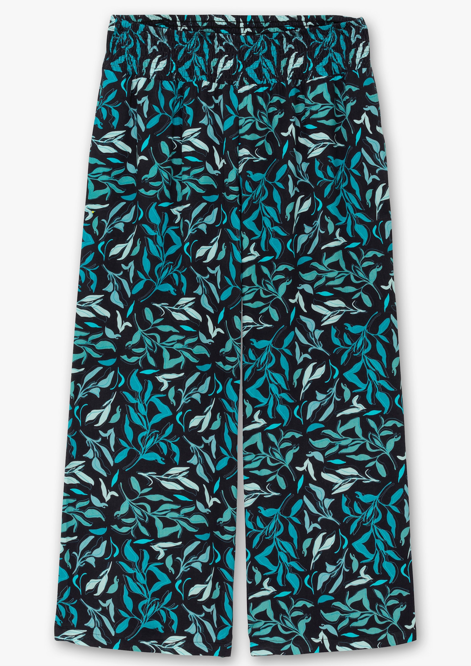 sheego Schlupfhose mit weitem Bein und Blätterprint - tiefblau-bedruckt