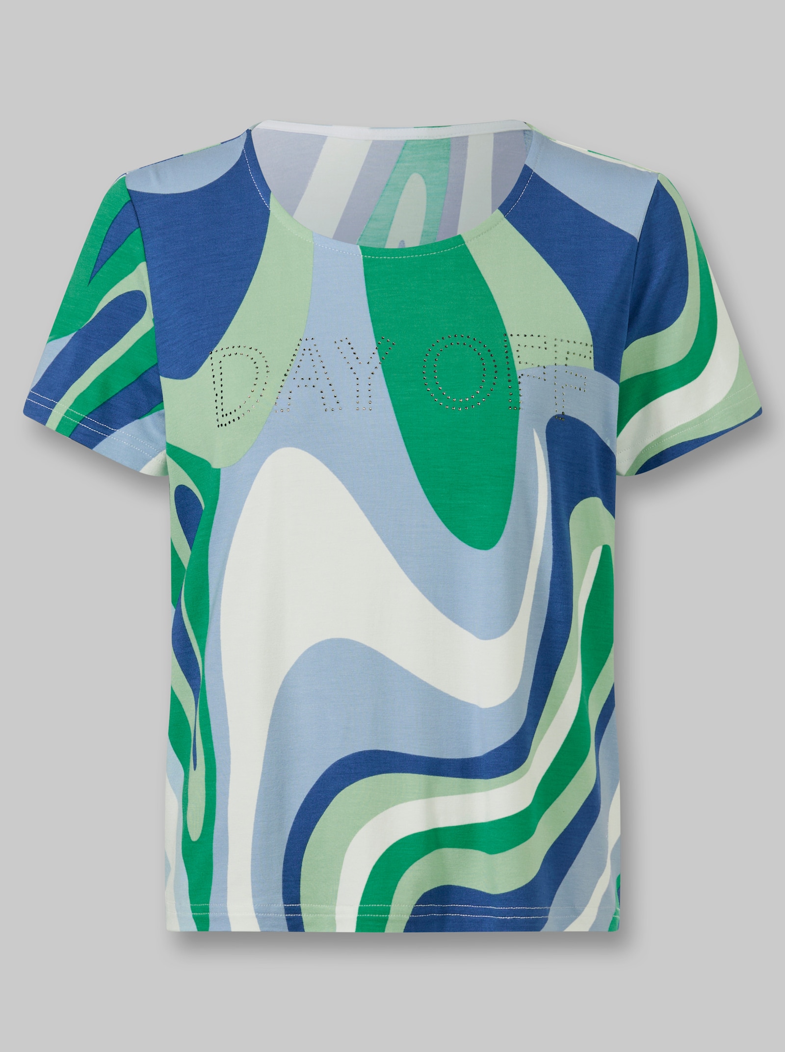 heine Kurzarmshirt mit Grafikprint - royalblau-grasgrün-gemustert