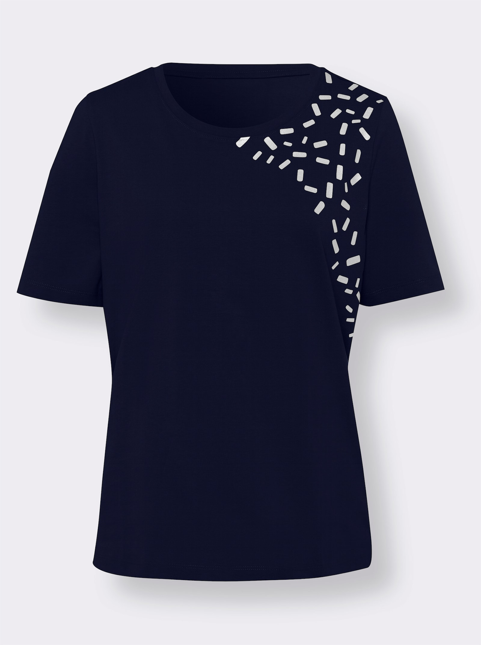 Tričko pro volný čas s lesklým potiskem - námořnická modrá