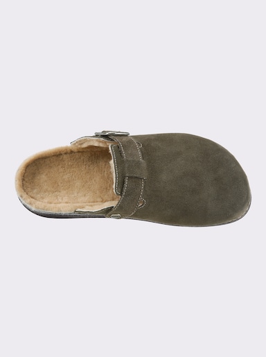 Mubb Pantoffel mit Lammfell gefüttert - khaki