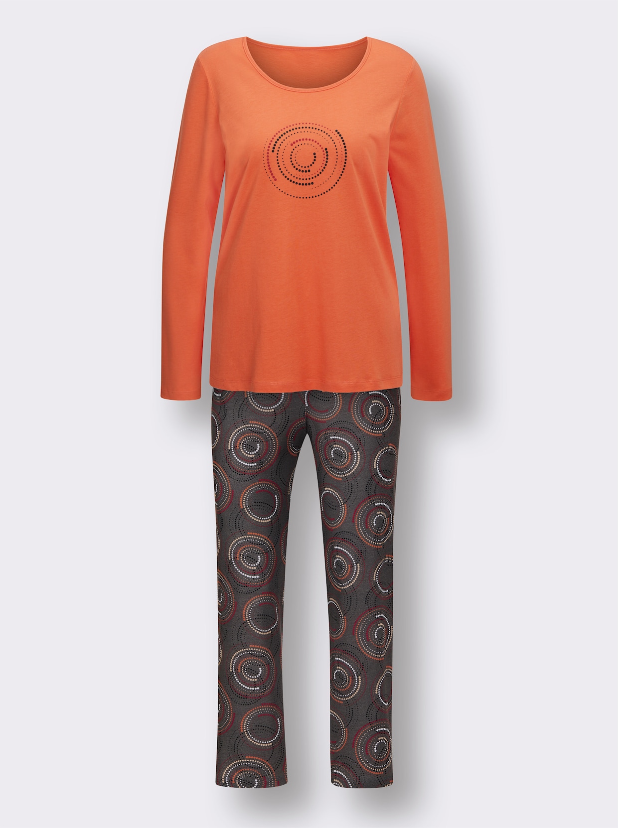 wäschepur Schlafanzug - orange-anthrazit-bedruckt