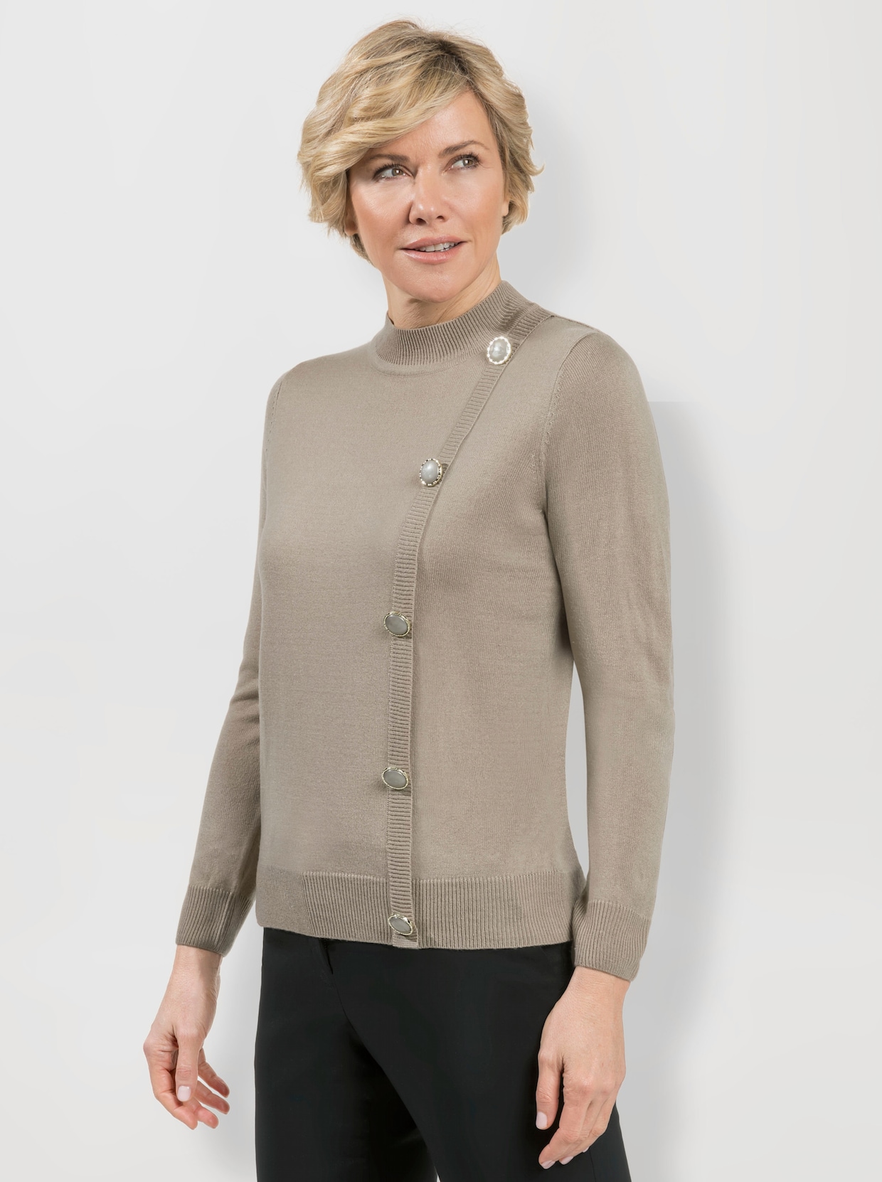 Langarm-Pullover - sesam