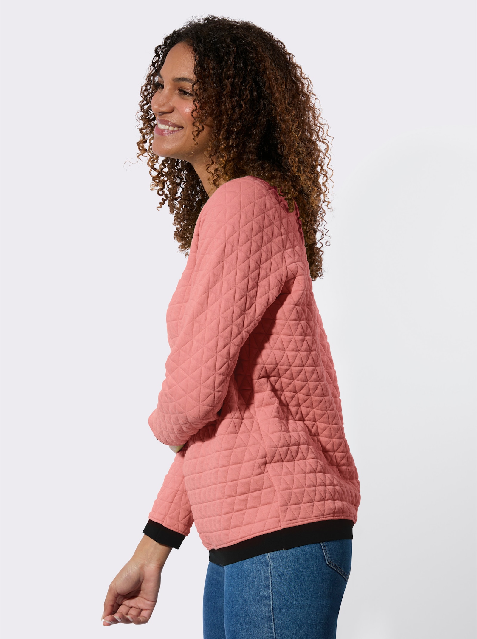 Rundhalsshirt im Jacquard-Muster - flamingo