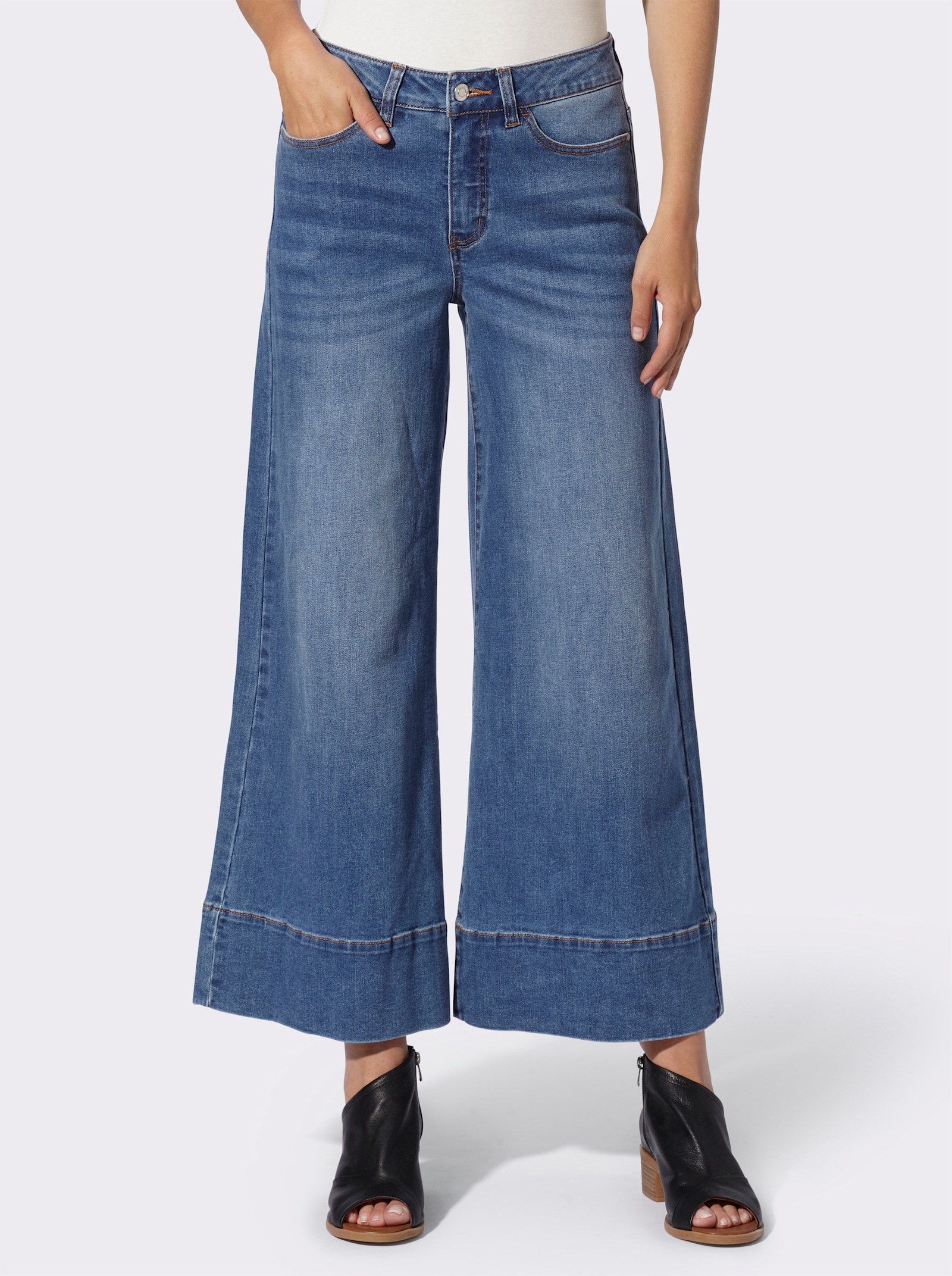 heine 5-pocketjeans in culottemodel - blue-bleached