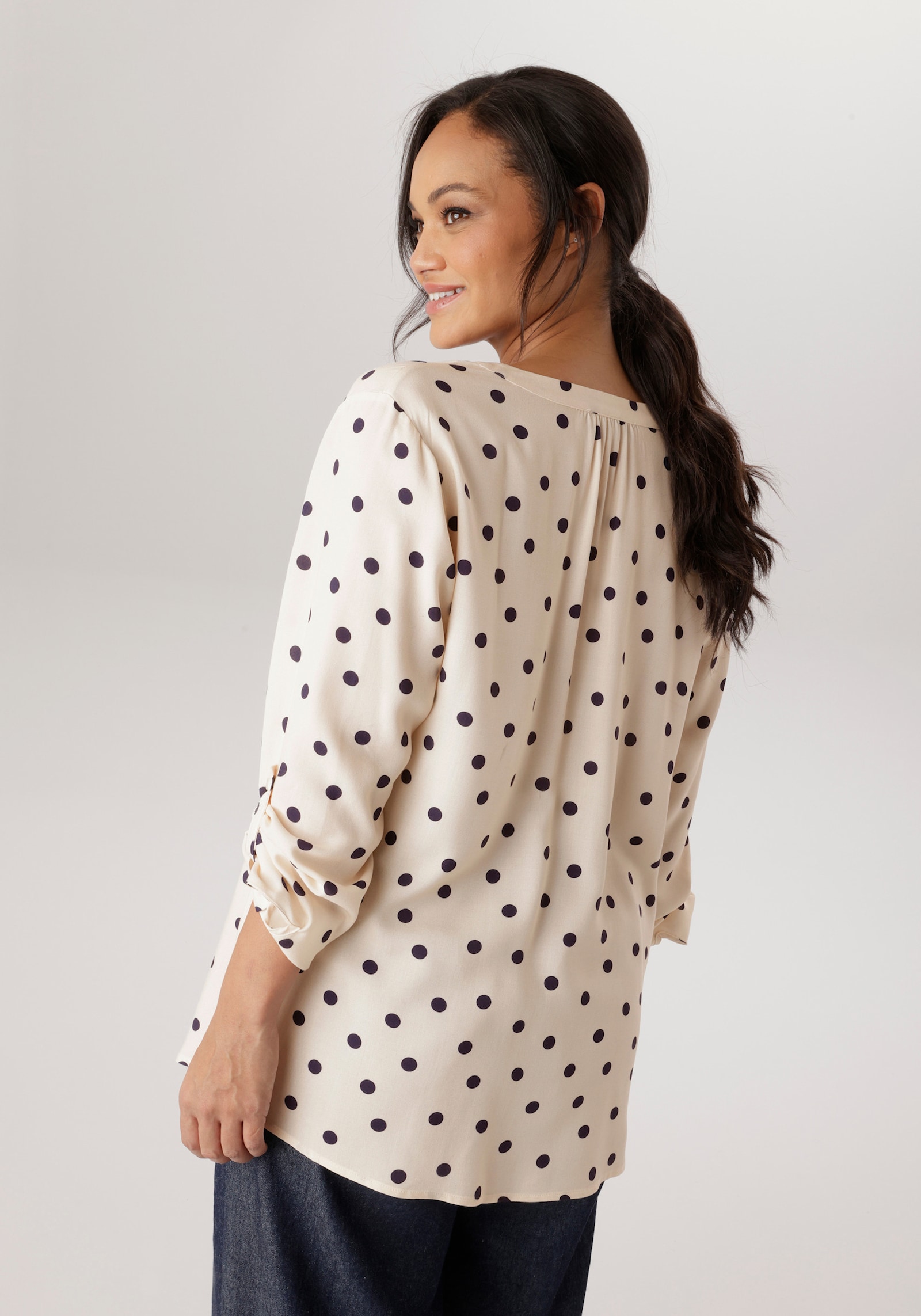 Aniston PLUS Schlupfbluse - wollweiß-marine