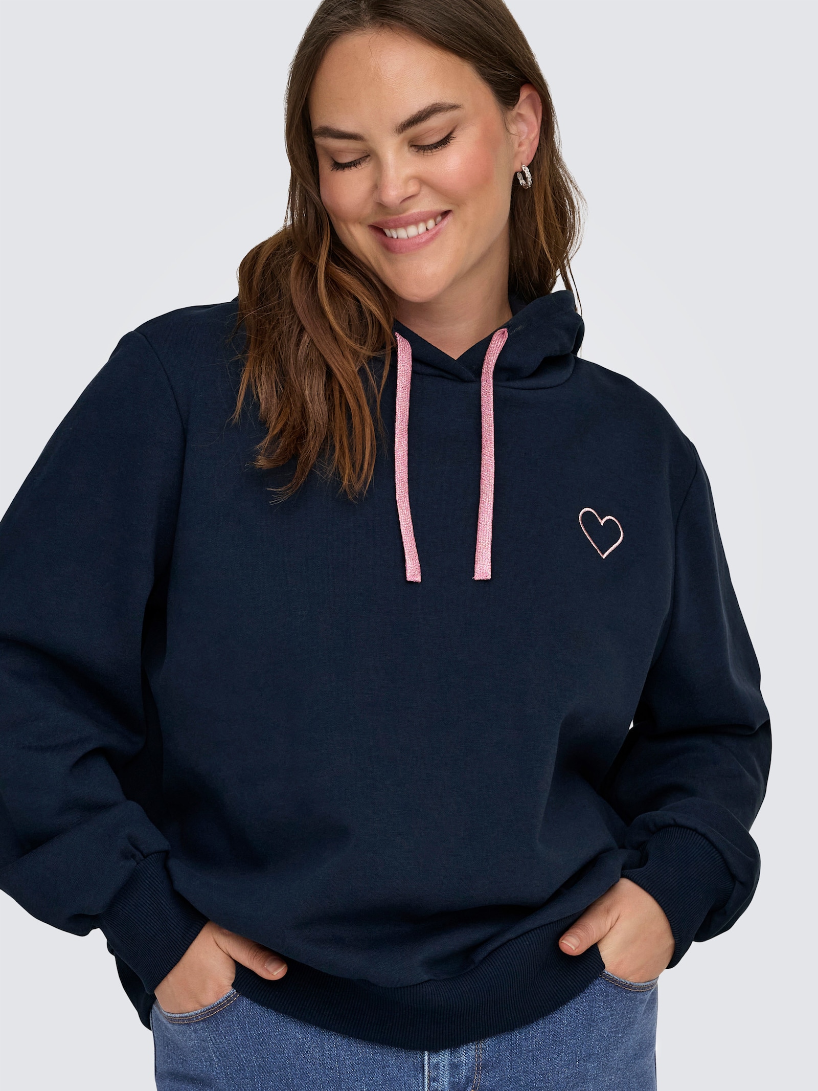 ONLY CARMAKOMA Kapuzensweatshirt - night sky detail:rose gold strings + heart emb