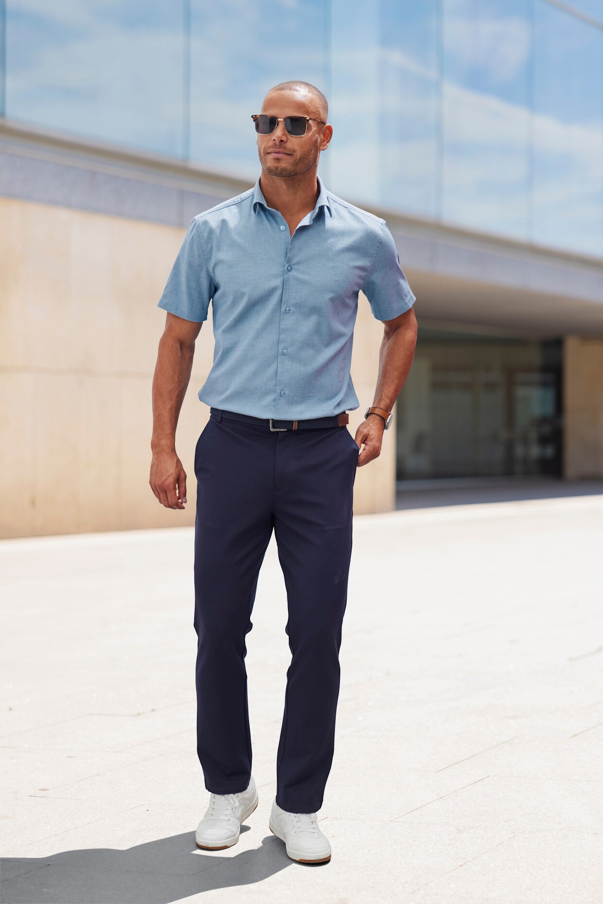 H.I.S Overhemd met korte mouwen - blauw