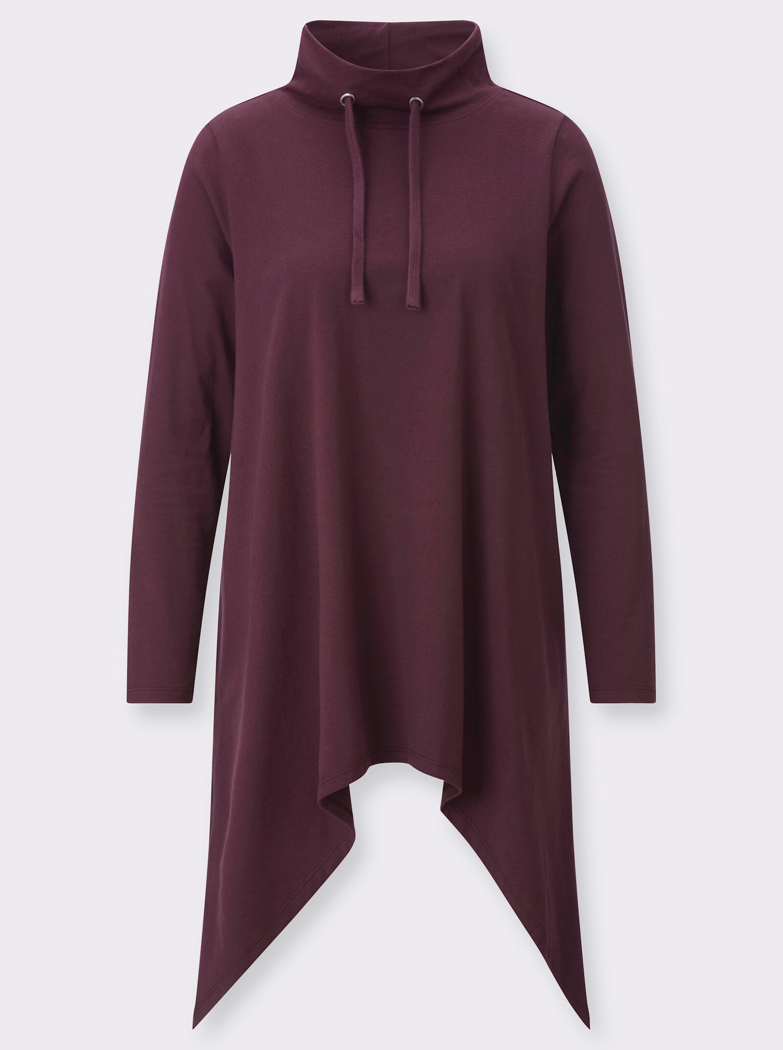 Longshirt mit zipfeligem Saum - burgund