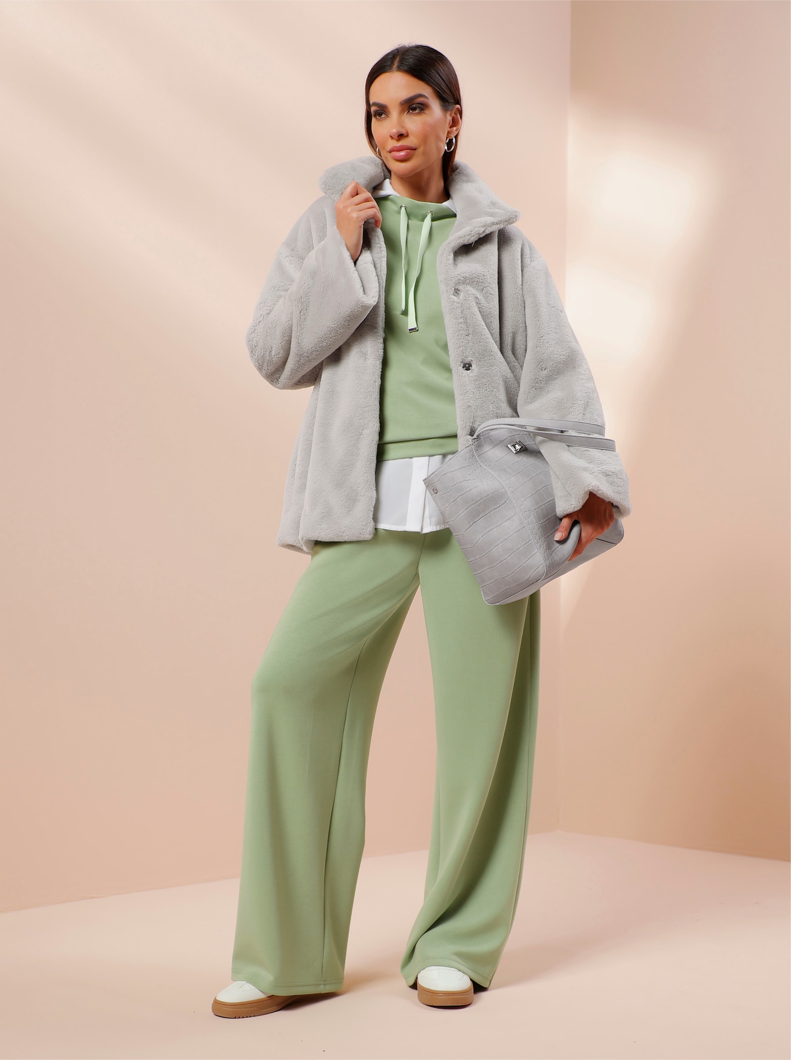 heine Jerseyhose mit Bundfalten - eucalyptus