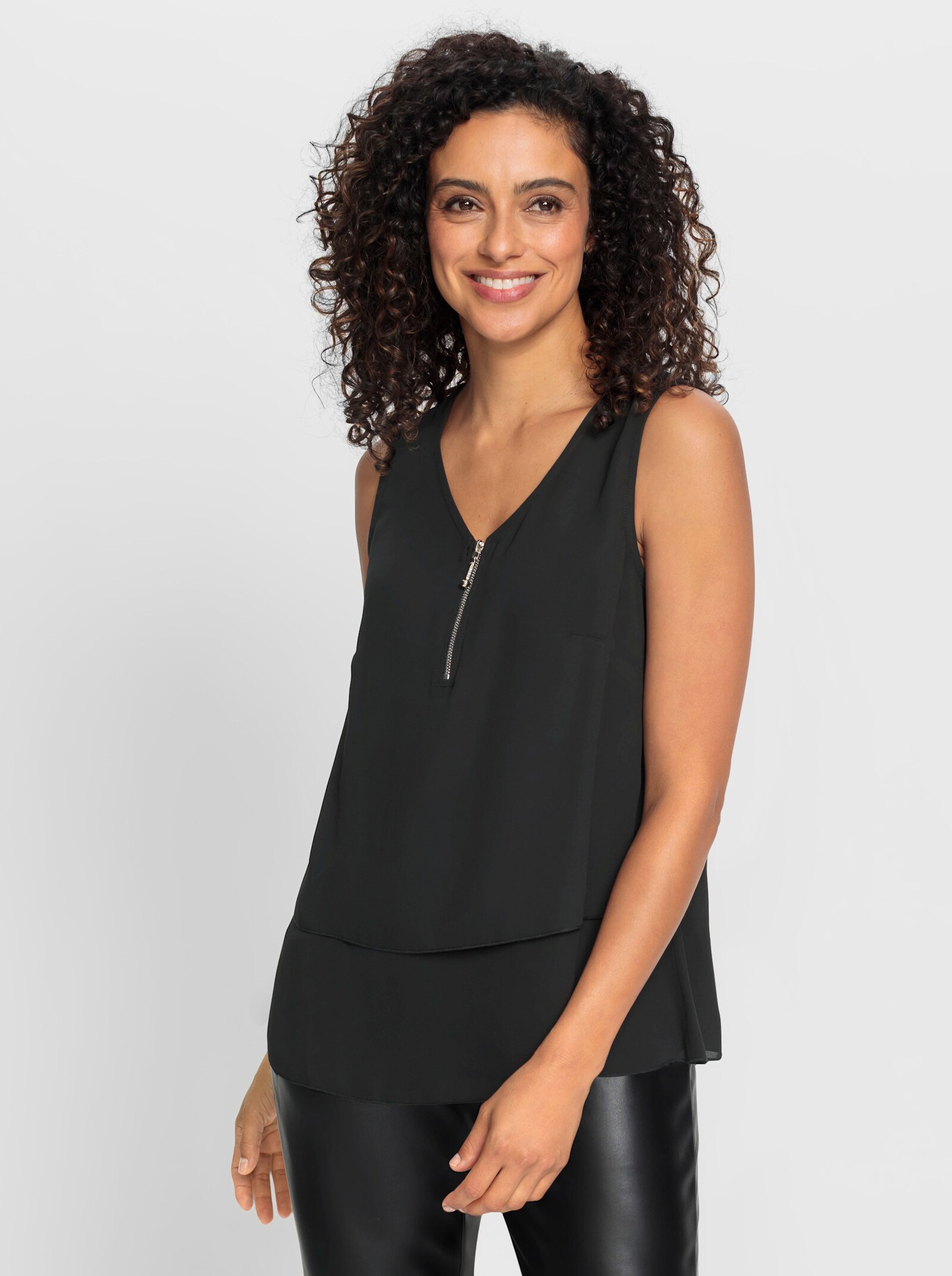 Chemisier sans manches au look superposé - noir