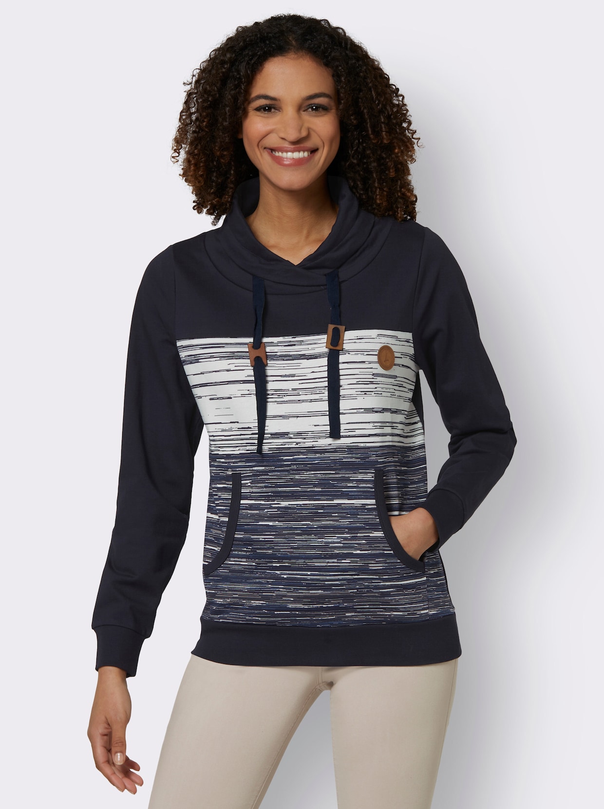 Sweatshirt - marine-ecru-meliert