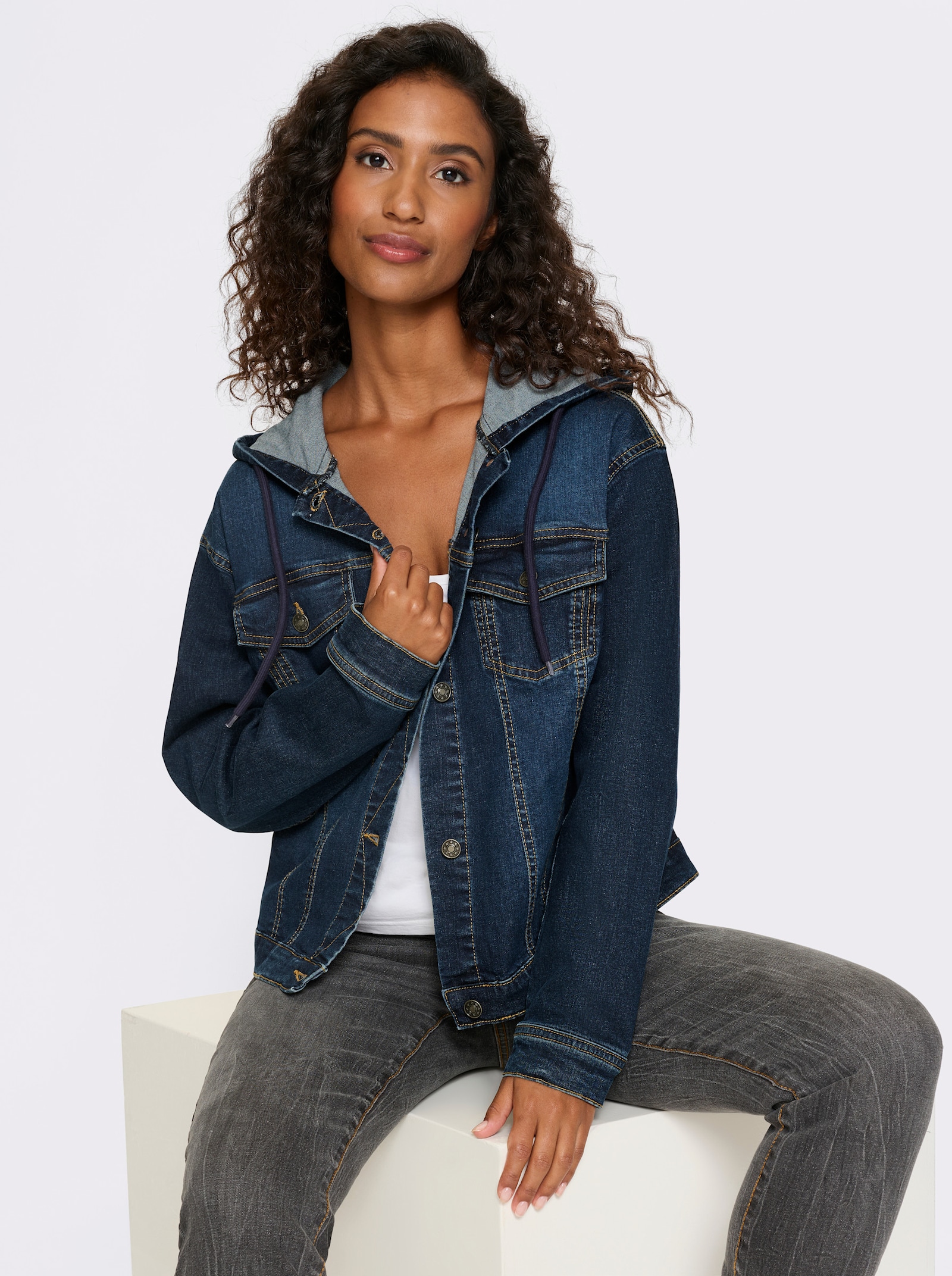 heine Jeansjacke mit Kapuze - dark blue