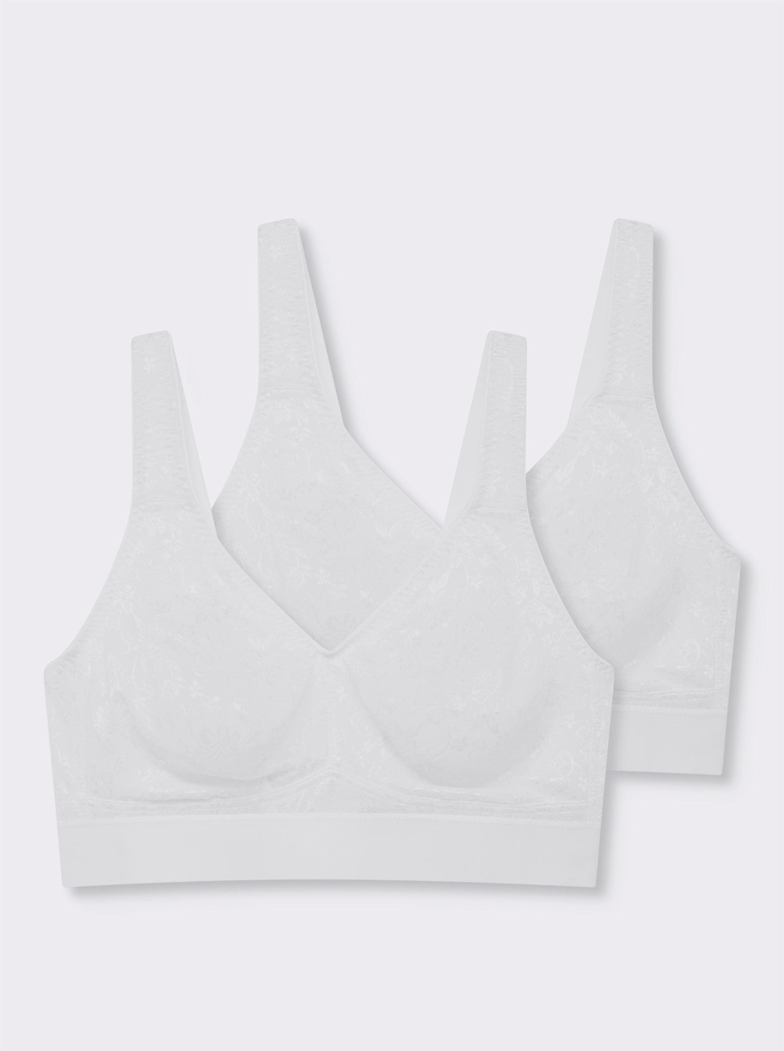 wäschepur Komfort-BH ohne Bügel mit Jacquard-Muster - weiß