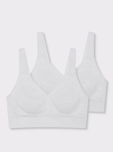 wäschepur Komfort-BH ohne Bügel mit Jacquard-Muster - weiß