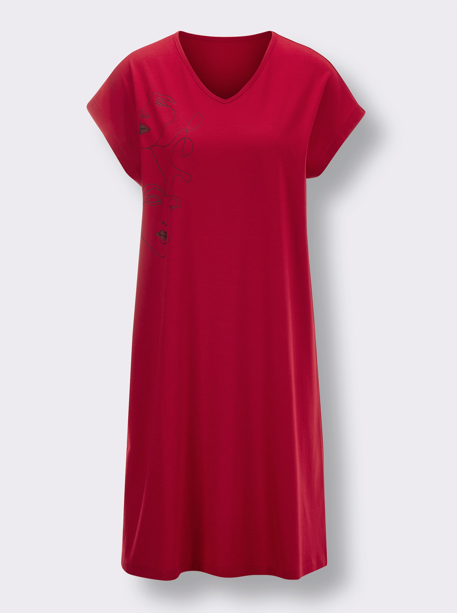 wäschepur Nattlinne i oversizedmodell - vit + röd