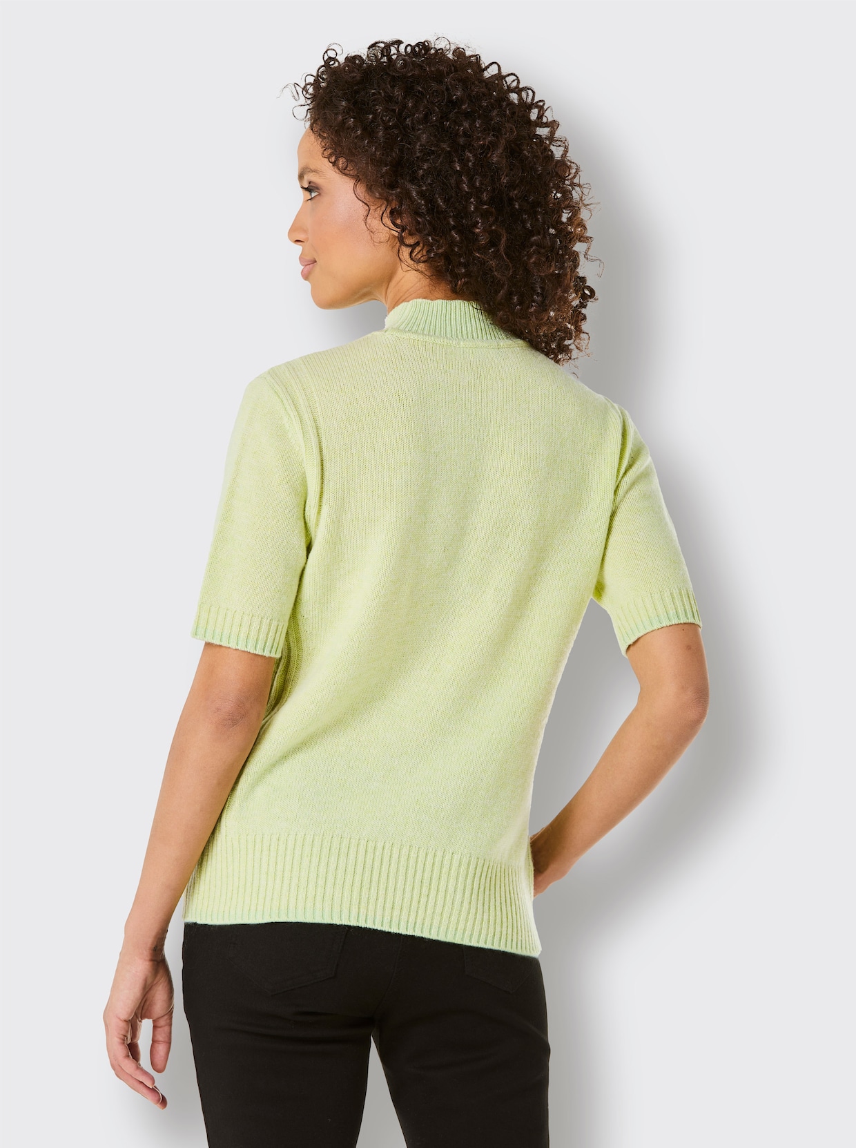 CREATION L PREMIUM Kurzarmpullover - pistazie-meliert