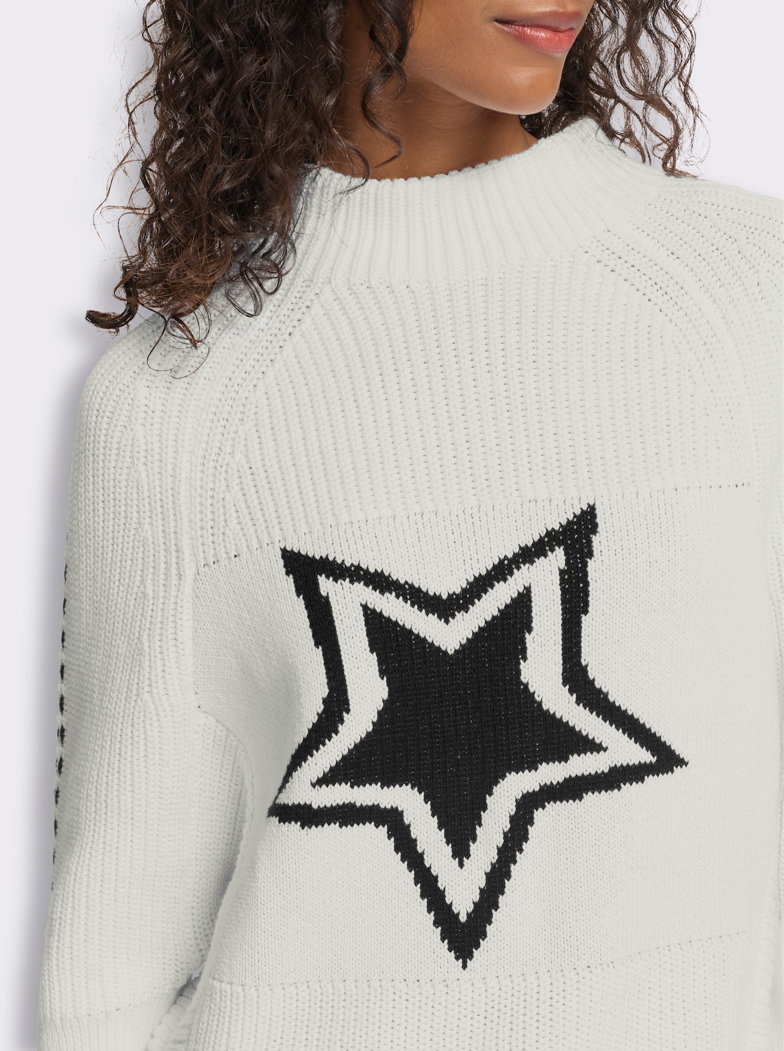 heine Stehkragenpullover mit Fledremausärmel - weiß