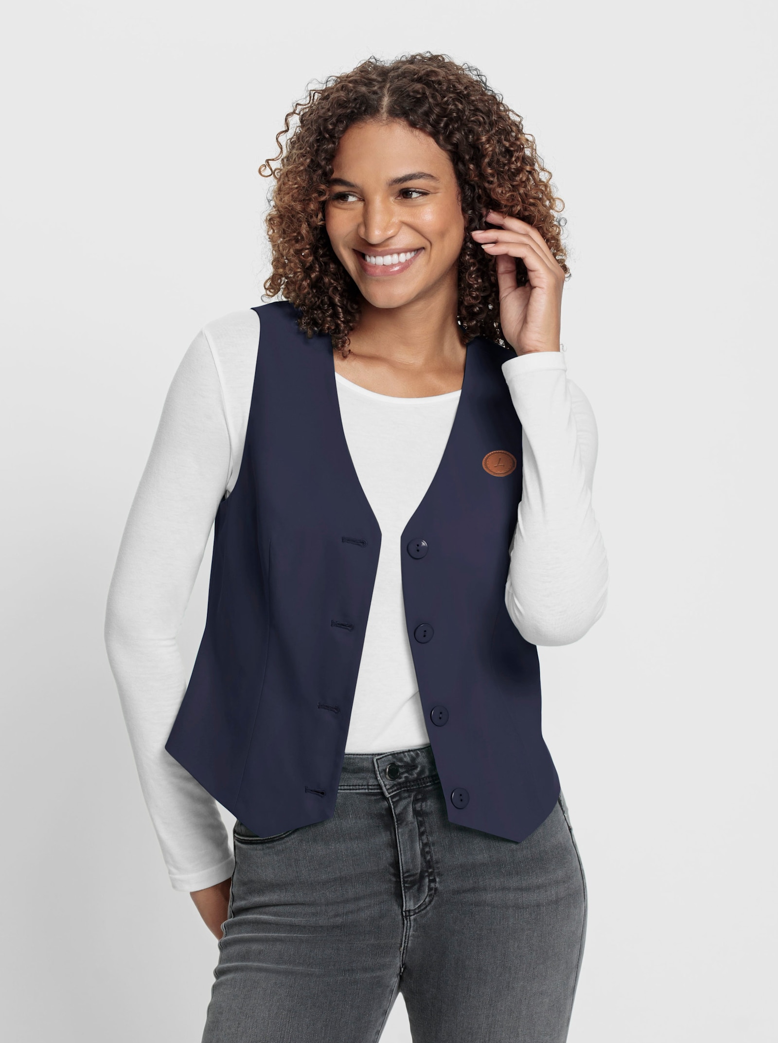 Weste mit spitz zulaufendem Saum - marine