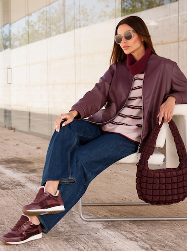 heine Lederimitatjacke Mit Strickbündchen - burgund