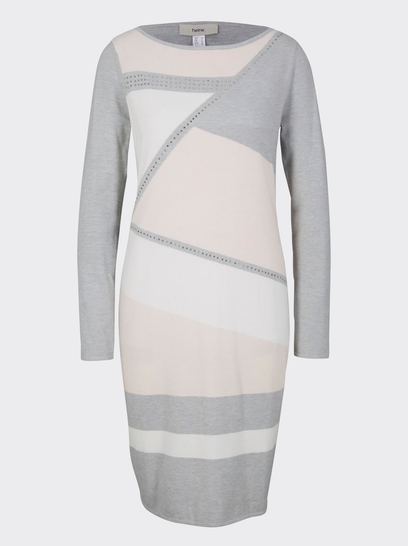 heine Gebreide jurk met siersteentjes - grafiet/ecru