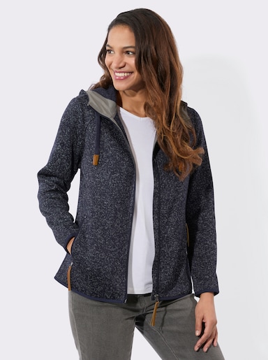 Fleecejacke in Melange-Optik - marine-meliert