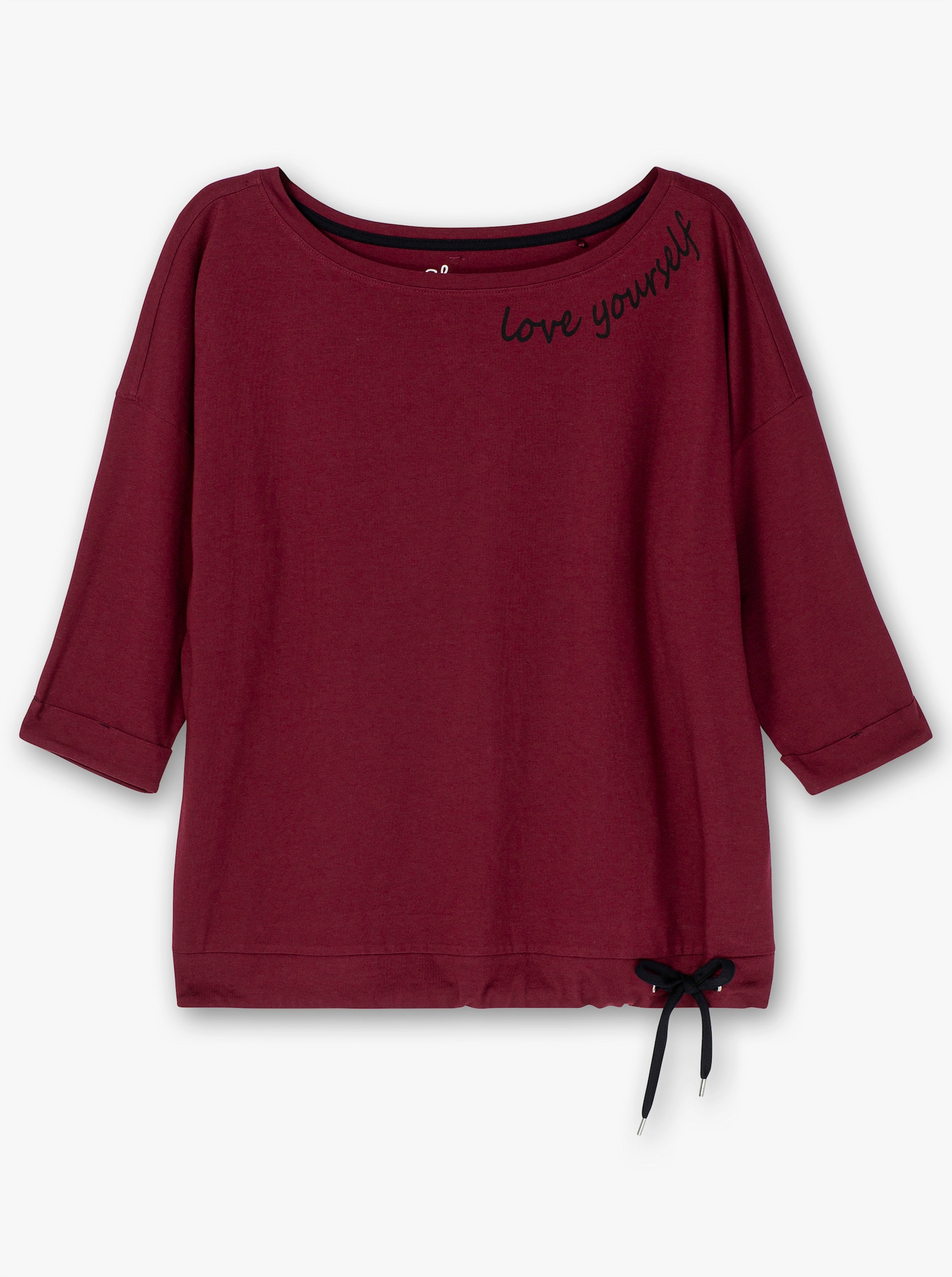 sheego Oversize-Shirt mit Wordingprint - weinrot