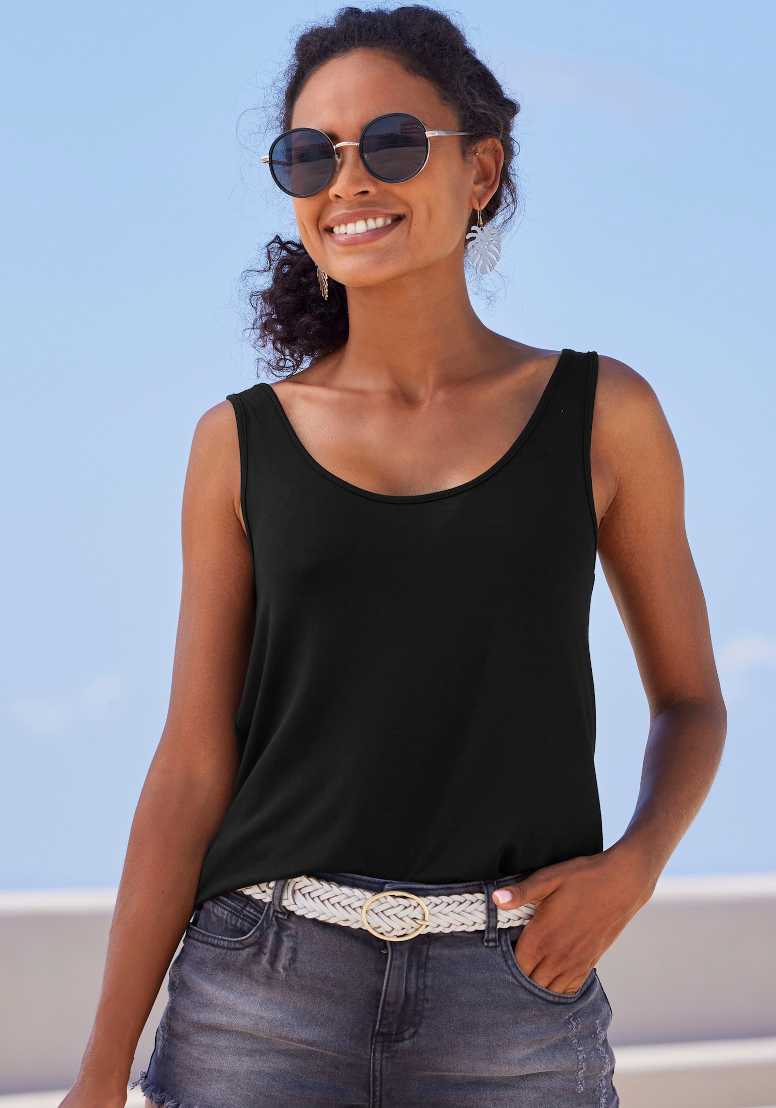 LASCANA Longtop - beere, schwarz