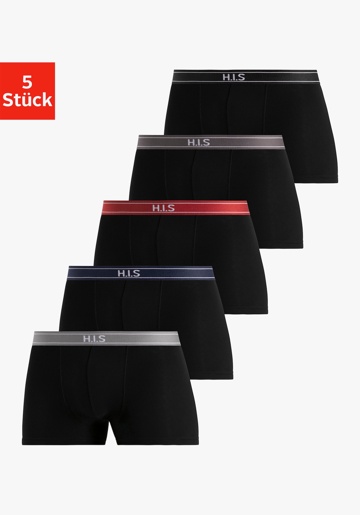 H.I.S Boxer - zwart/grijs, zwart/navy, zwart/bordeaux, zwart/antraciet, zwart