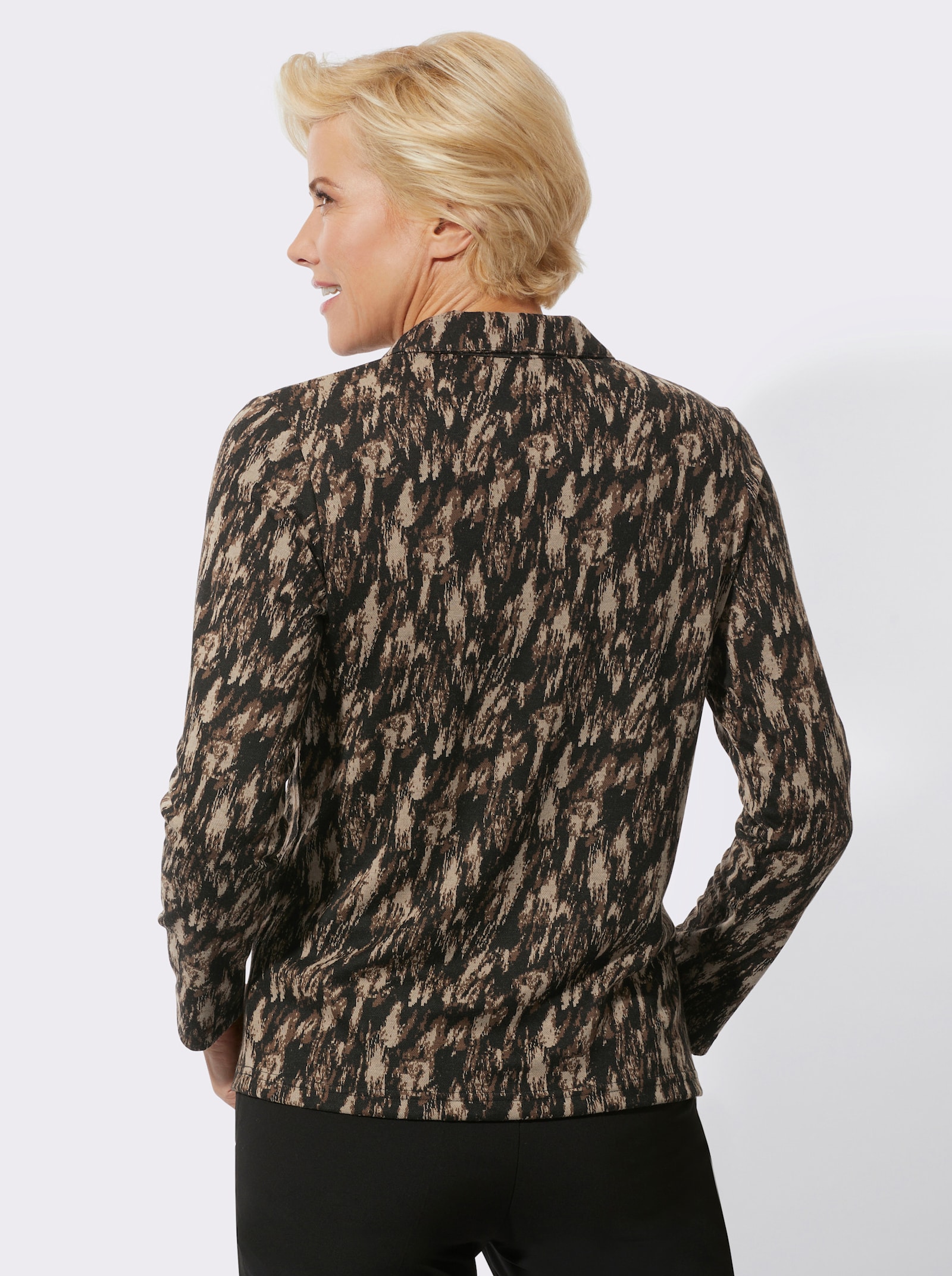 Poloshirt in Jacquard-Qualität - schwarz-braun-gemustert