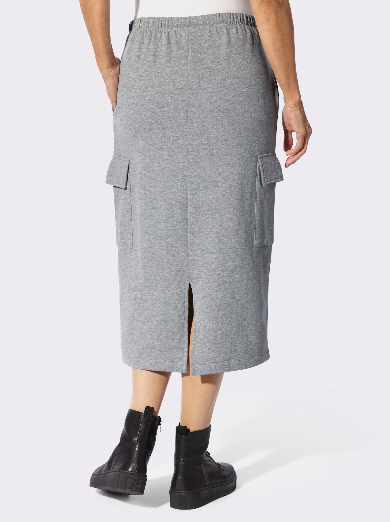 Sweatrock mit aufgesetzten Pattentaschen - grau-meliert