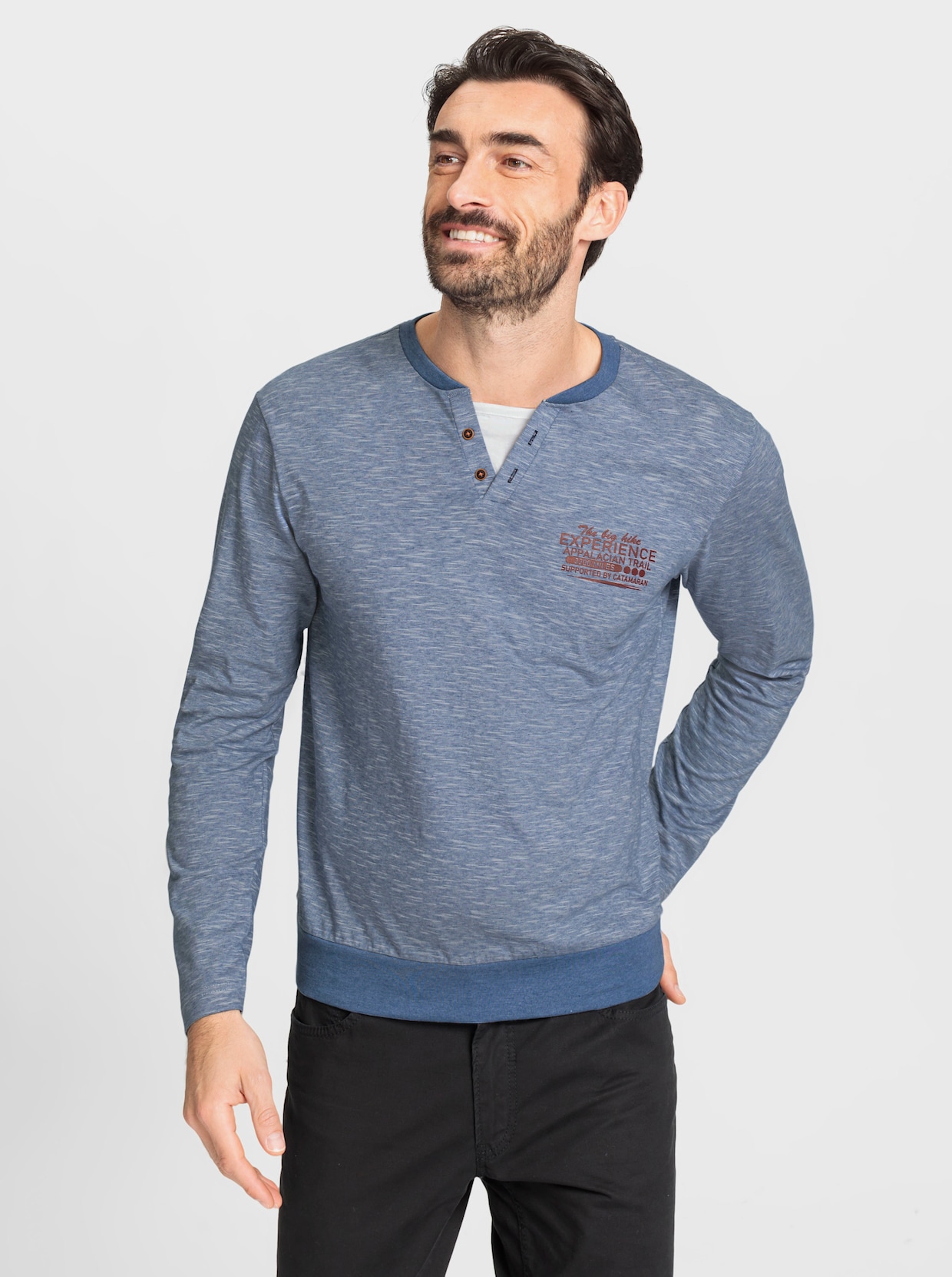 Catamaran Tričko s dlhými rukávmi - Denim blue-škvrnité