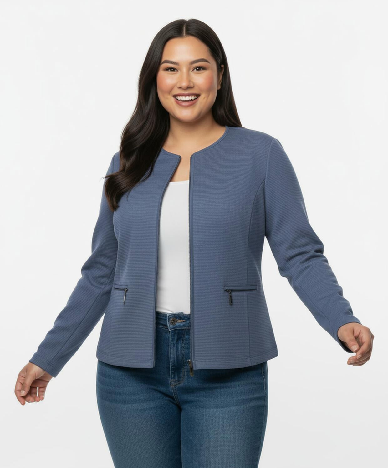 Shirtblazer in Ripp-Optik - jeansblau