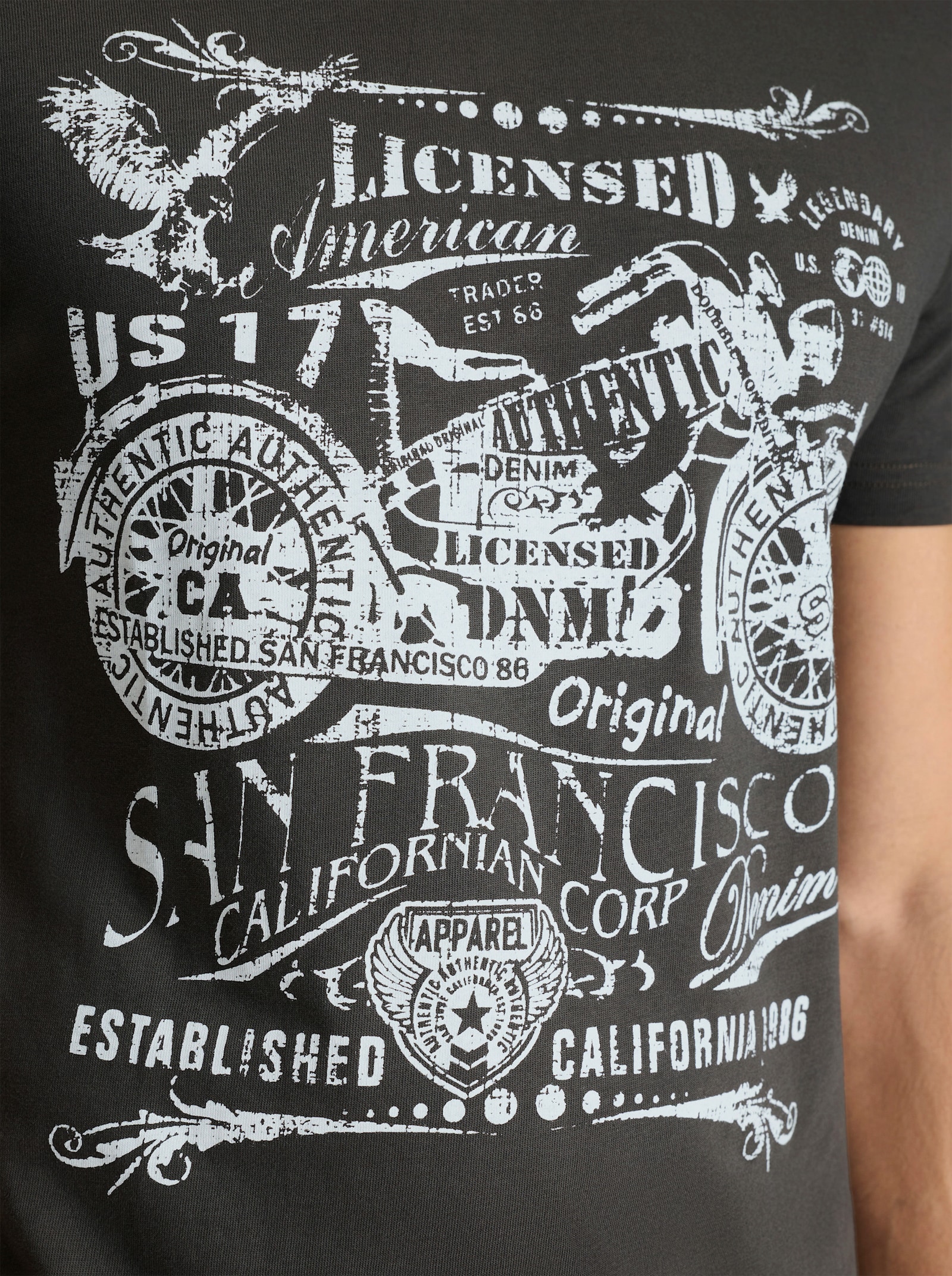 Marco Donati Kurzarmshirt mit Front-Print, Baumwolle - graphit-bedruckt