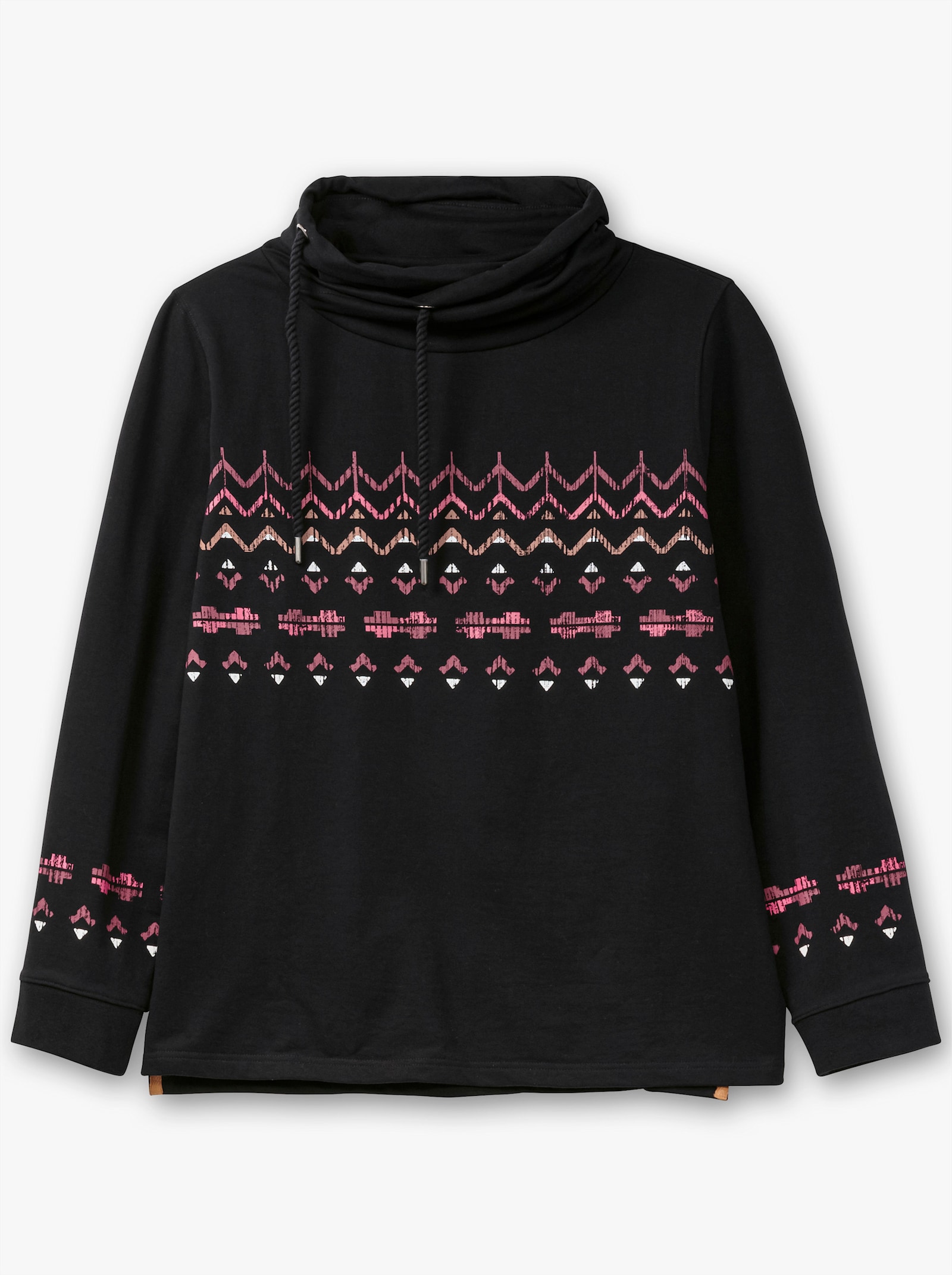 sheego Sweatshirt mit Norwegermuster - schwarz bedruckt